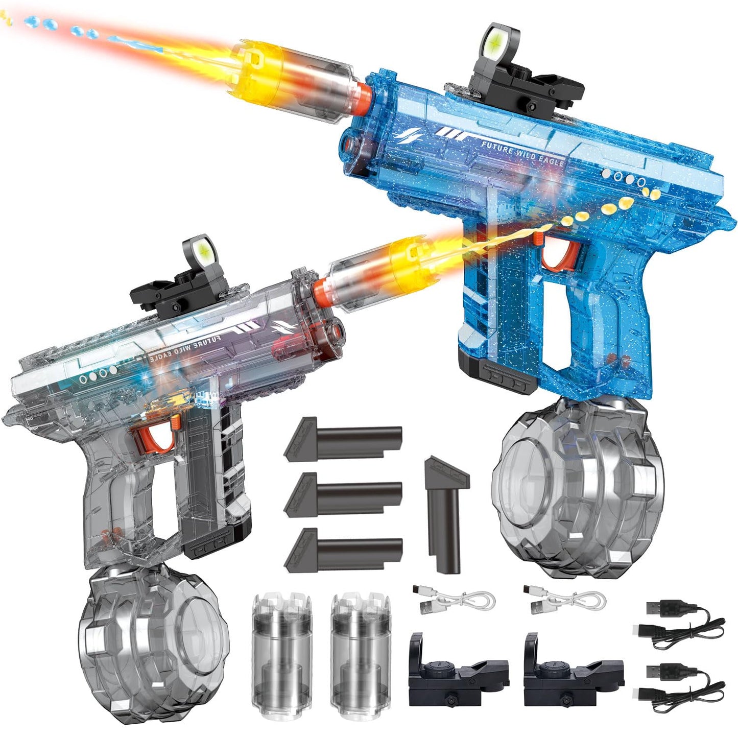 Hot 2 Pack Electric Water Gun for Adults Kids: Light Up Automatic Squirt Guns, 26-32FT Long Range, 800CC Capacity, Summer Outdoor Pool Games for Ages 8-12, Beach Backyard Party Toys Gift Boys
