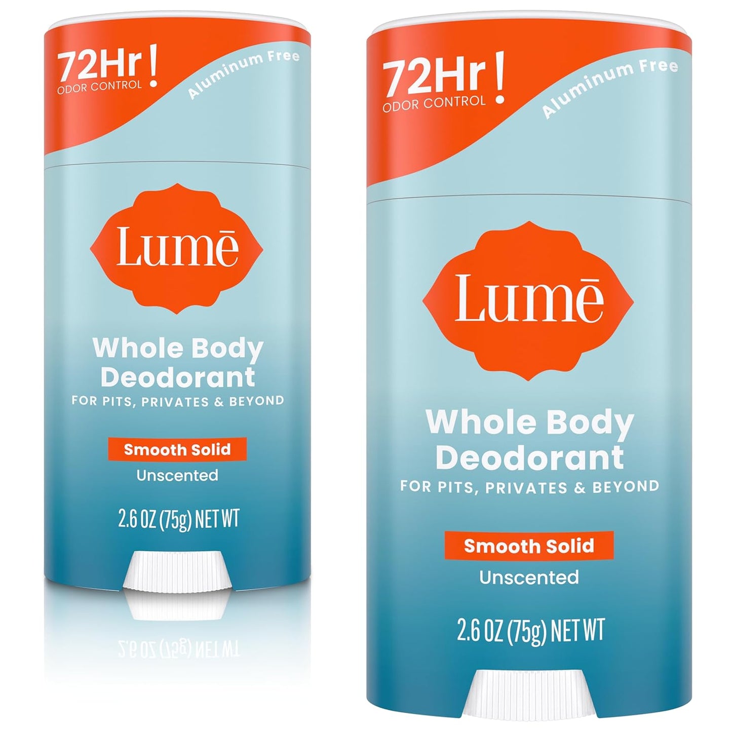 HotLume Whole Body Deodorant - Smooth Solid Stick - 72 Hour Odor Control - Aluminum Free, Baking Soda Free and Skin Safe - 2.6 Ounce (Pack of 2) (Soft Powder)