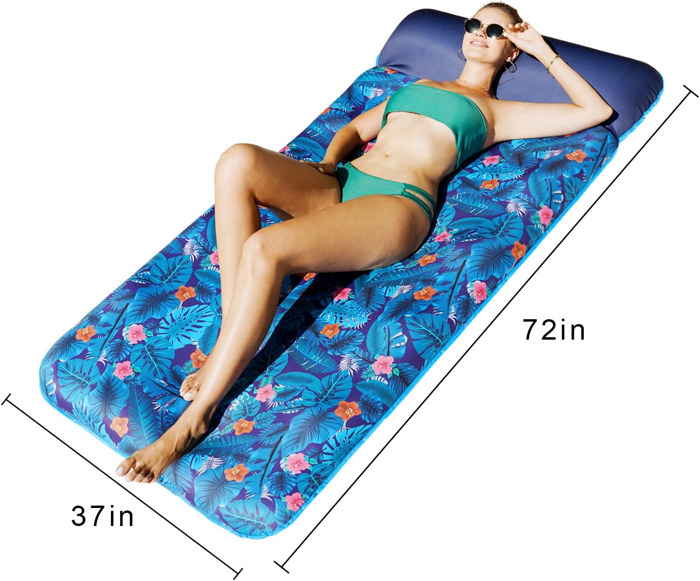 HotFindUWill Oversized Pool Float Lounger for Adults - 72" Extra Large Heavy Duty Pool Floats, Soft Fabric Covered Pool Rafts for Backyard, Lake & Beach