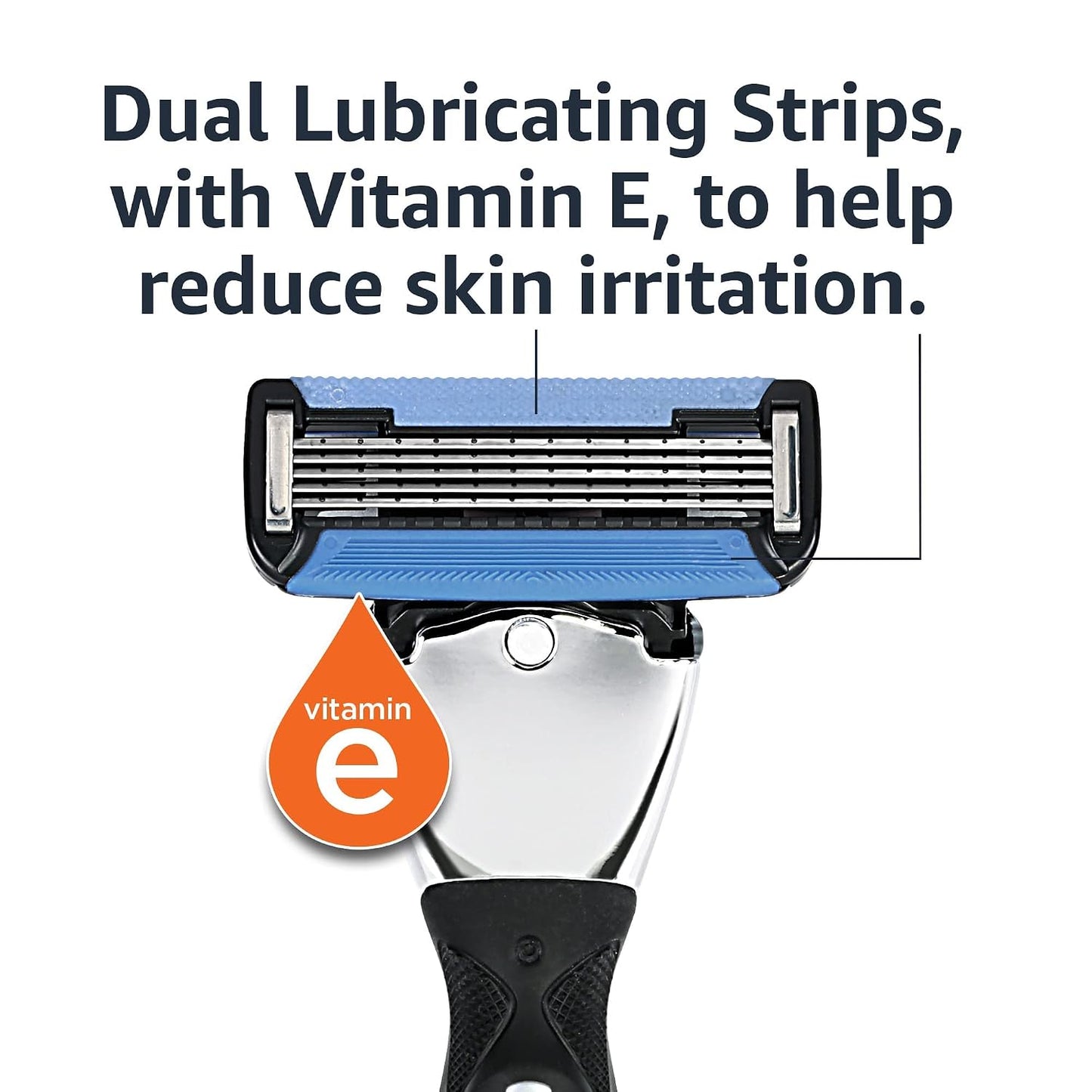 HotAmazon Basics 5-Blade MotionSphere Men's Razor with Dual Lubrication, Vitamin E, Precision Trimmer, 1 Handle & 16 Cartridges, Black