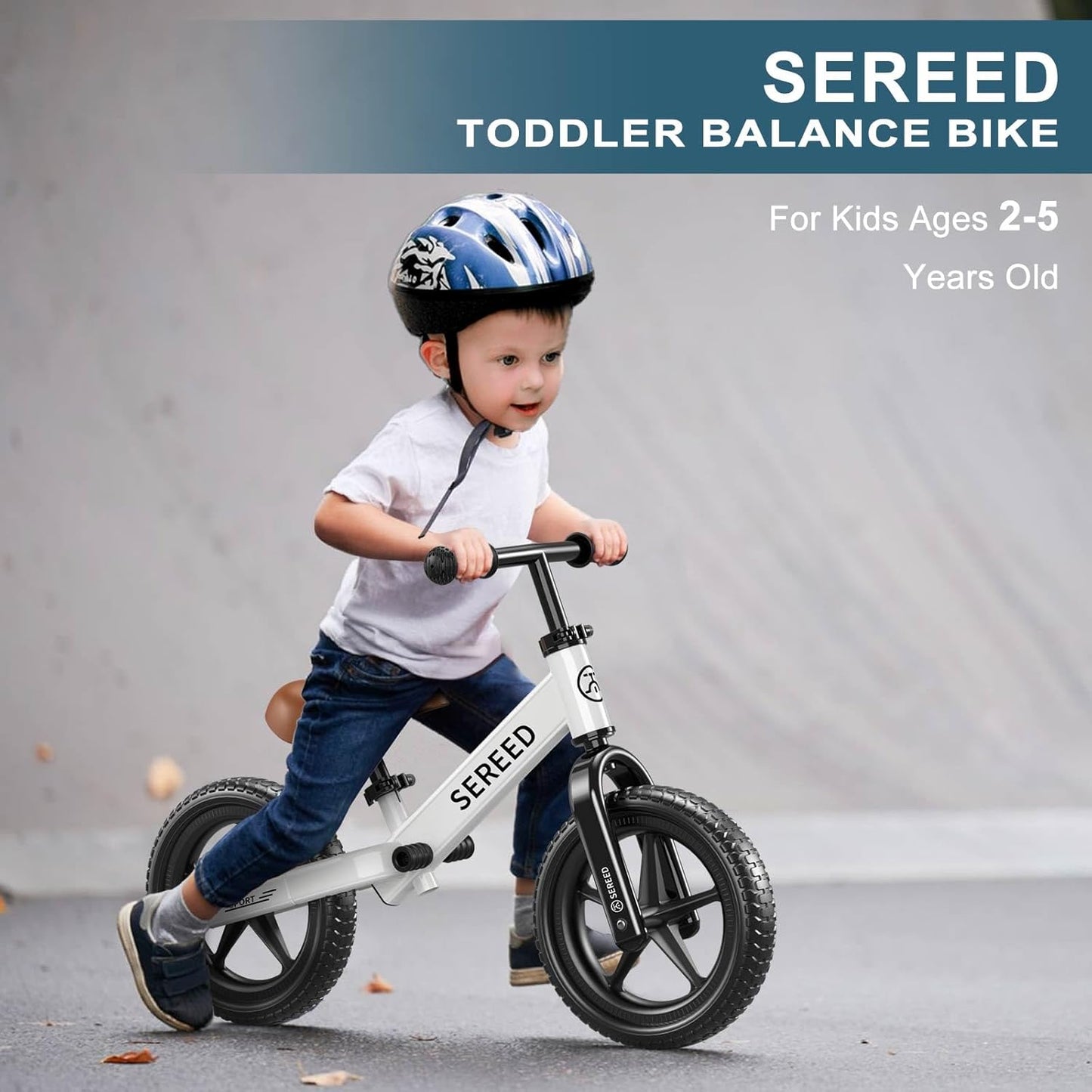 HotSEREED Toddler Balance Bike 2 Year Old, No Pedal Kids Toy Bike for 2-5 Years Old, Tool-Free Adjustment, Gift for 2-3 Boys Girls, Customize Plate with 3pcs Stickers (White)