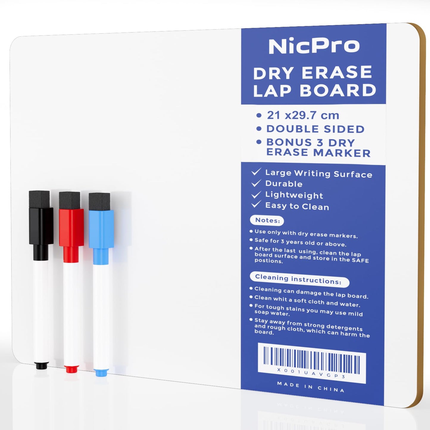 Hot Nicpro Dry Erase Lap Board 9 x 12 inches 2 Pack Ruled Kid Double Sided Blank & Lined Small Lapboard with 8 Pens, 2 Eraser, Learning Mini Whiteboard Portable for Student and Classroom Use