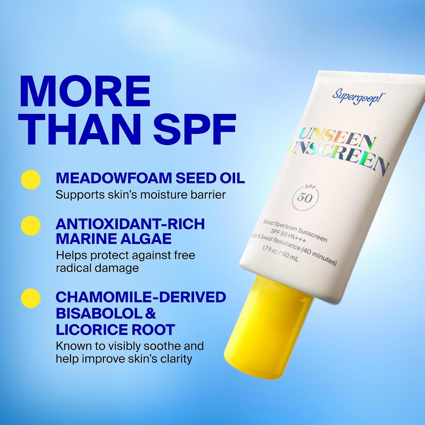 HotSupergoop! Unseen Sunscreen - SPF 50 - Clear & Invisible Face Sunscreen + Broad Spectrum + Makeup-Gripping Primer - Weightless, Scentless, Oil Free