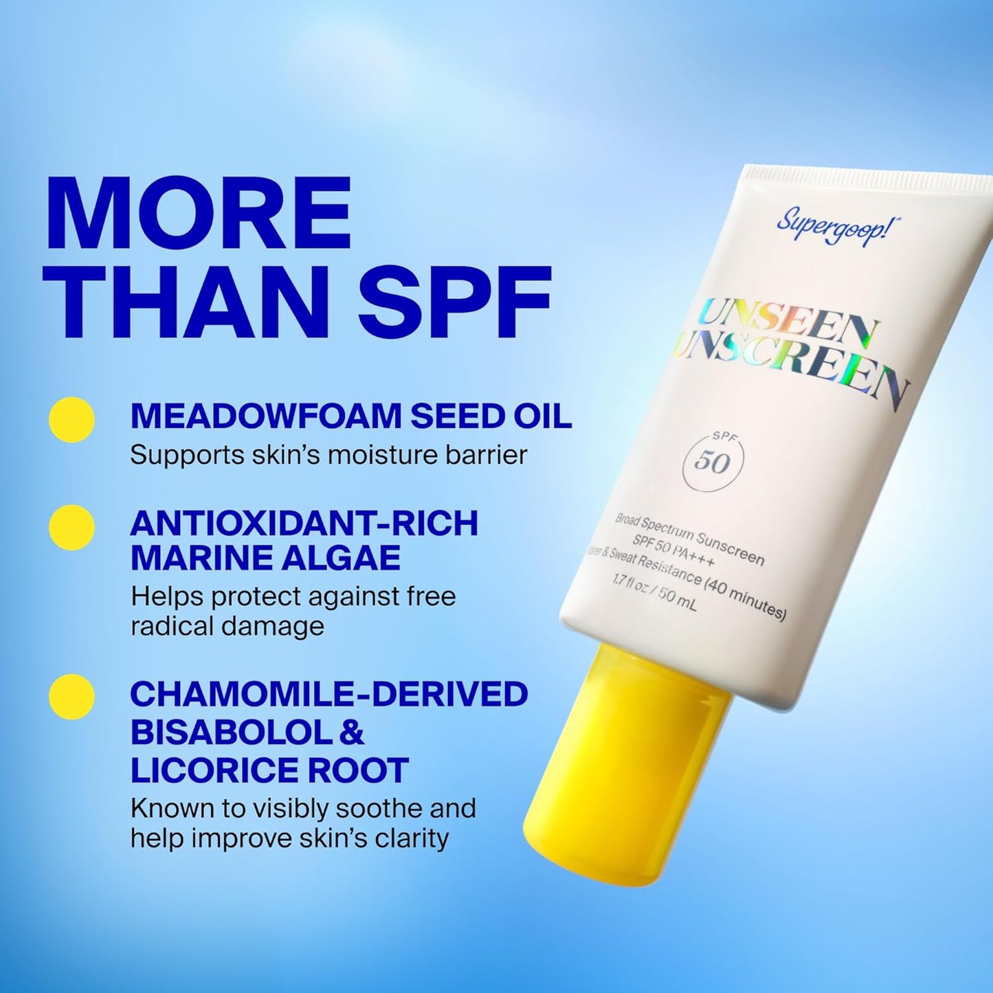 HotSupergoop! Unseen Sunscreen - Clear & Invisible Face Sunscreen + Broad Spectrum + Makeup-Gripping Primer - Weightless, Scentless, Oil Free - For All Skin Types & Tones