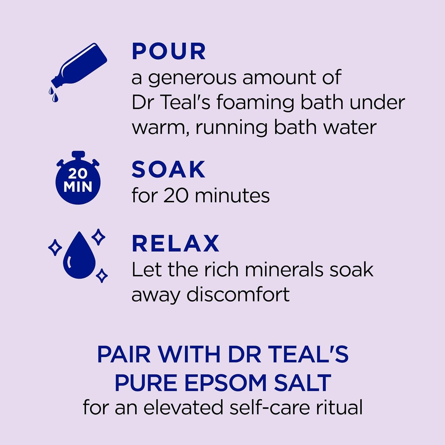 HotDr Teal's Foaming Bath with Pure Epsom Salt, Soothe & Sleep with Lavender, 62.5 fl oz