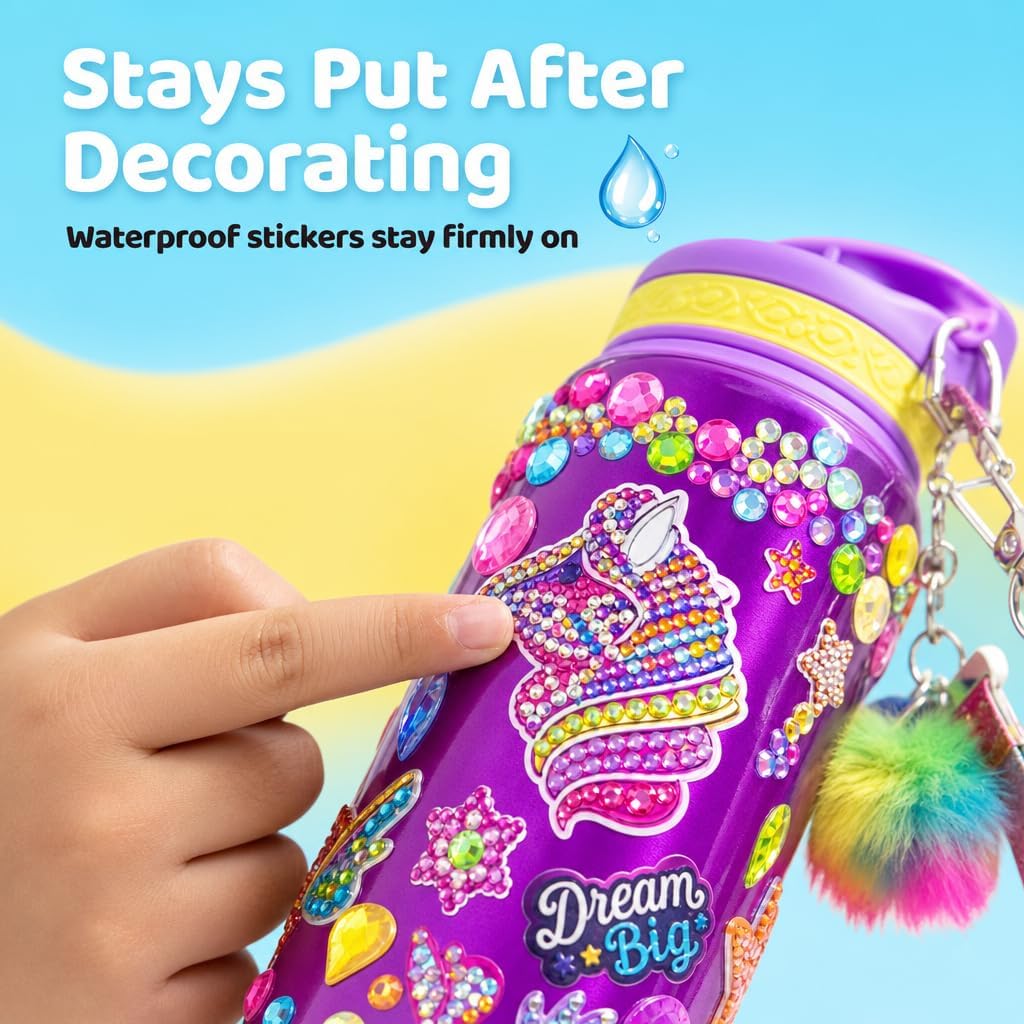 Hot PURPLE LADYBUG Decorate Your Own Water Bottle Kit for Girls - Gift for Girls Ages 5 6 7 8 9 10 Year Old Girl Birthday Gift, Unicorn Toys Crafts Kids Ages 6-12 Summer Crafts for Kids
