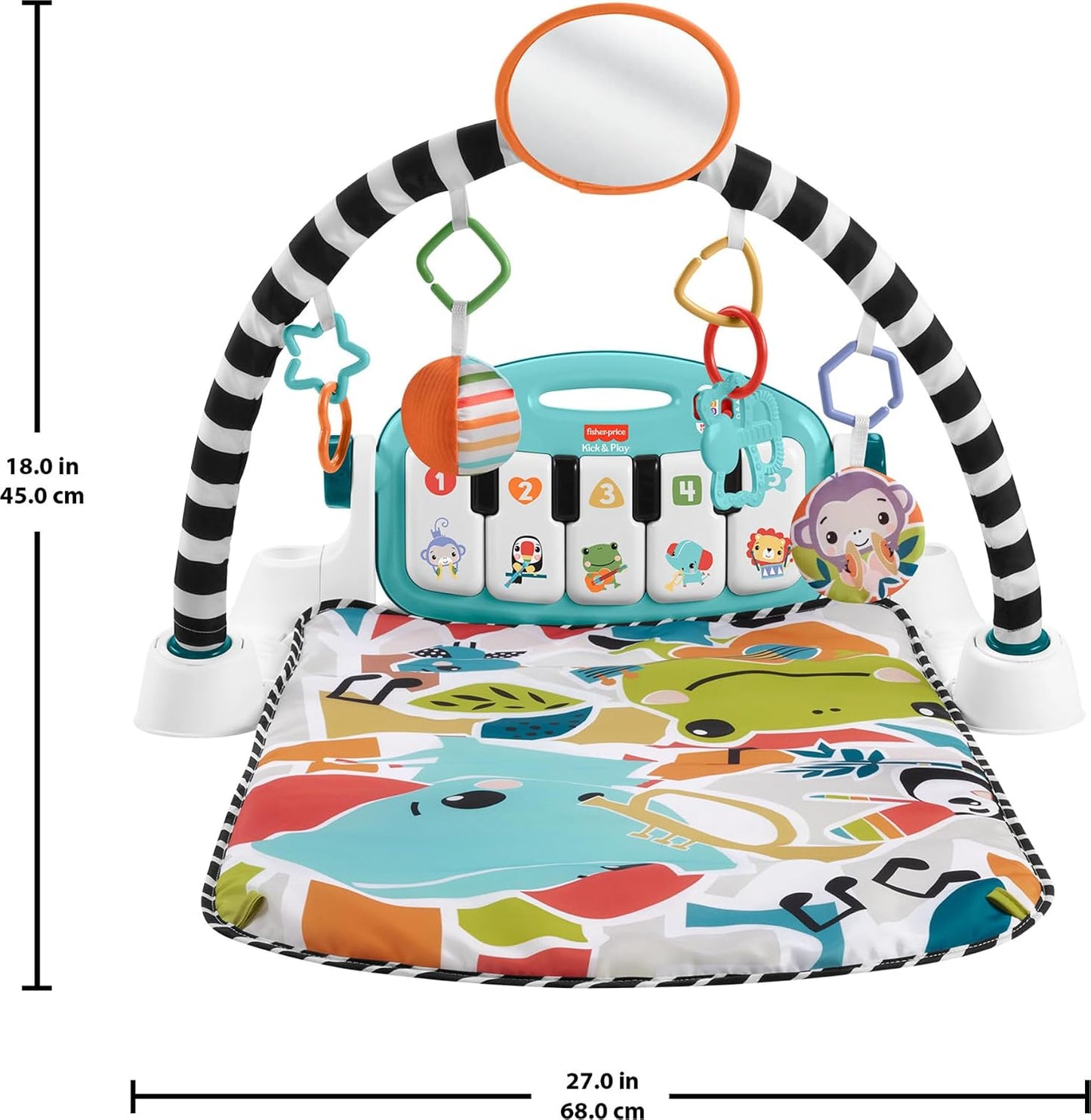 HotFisher-Price Baby Playmat Glow and Grow Kick & Play Piano Gym, Blue Musical Learning Toy with Developmental Activities for Newborns 0+ Months
