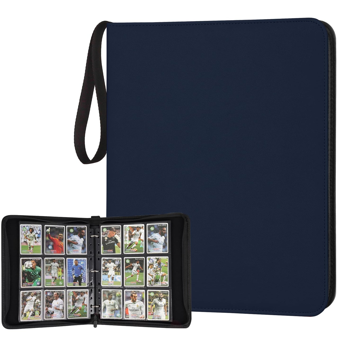 HotGERMUN 9 Pocket Trading Card Binder,720 Cards,40 Top-Loading Pages, Double Sided Pockets PU Cover Zipper Collection Album Folder for Standard MTG, TCG, Sports Cards(Black)