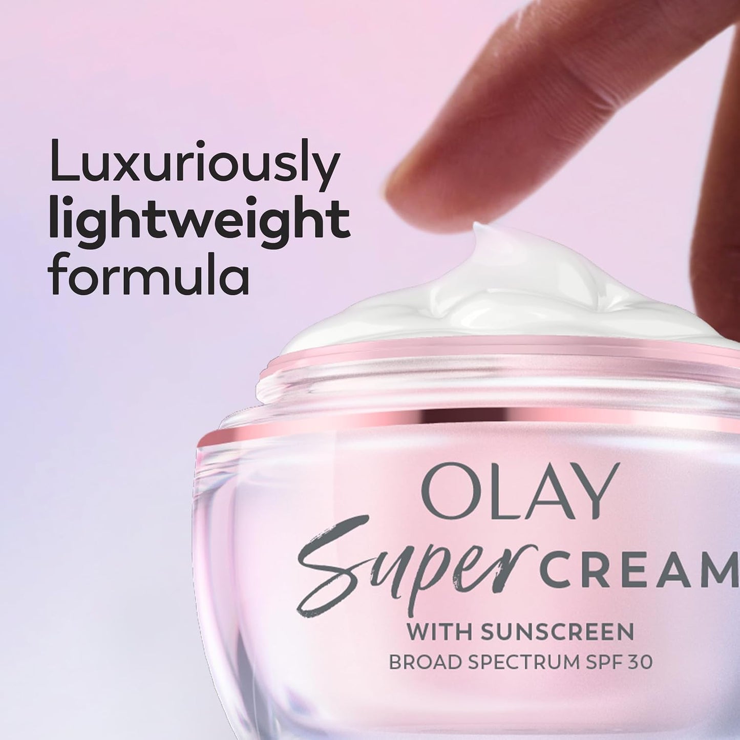 HotOlay Super Cream with Sunscreen SPF 30, Lightweight Face Moisturizer with Sun Protection, 5-in-1 Skin Care Benefits - Hydrating, Brightening, Firming - Niacinamide, Vitamin C, Collagen Peptide, 1.7 oz