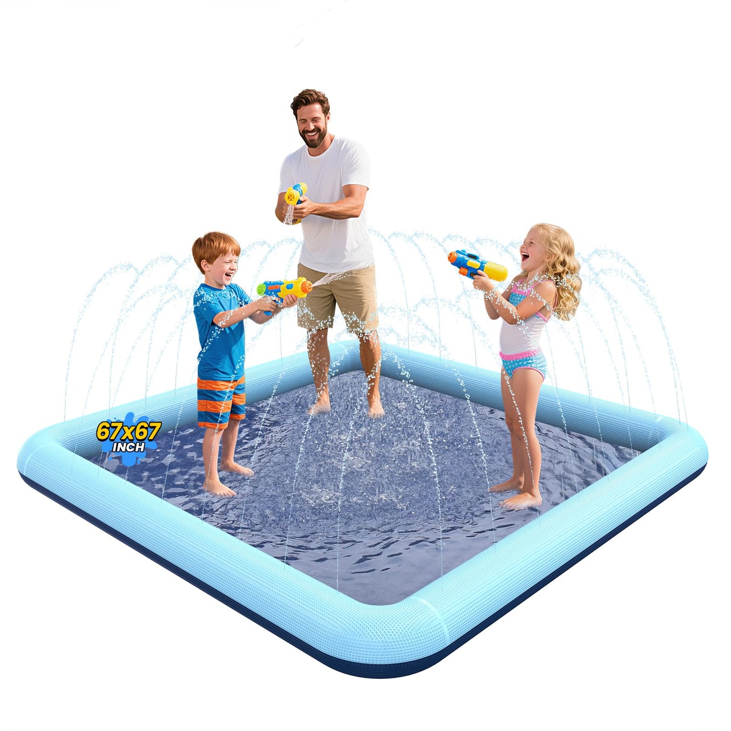 HotVISTOP 67" Non-Slip Splash Pad for Kids and Dogs, Thickened Sprinkler Pool for Toddlers, Outdoor Backyard Water Toys, Fun Fountain Play Mat for Babies, Children & Pets Blue