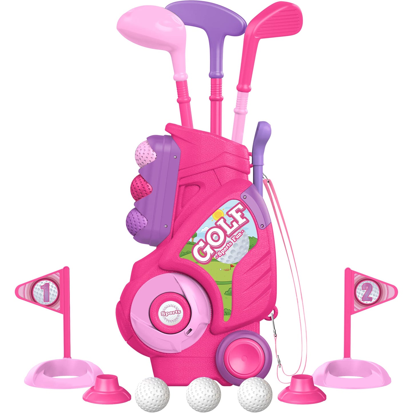 Hot Liberry Toddler Golf Set, Upgraded Kids Golf Cart with Unique Shoulder Strap Design, Indoor Outdoor Sports Toys Gifts for Boys Girls 1 2 3 4 Years Old