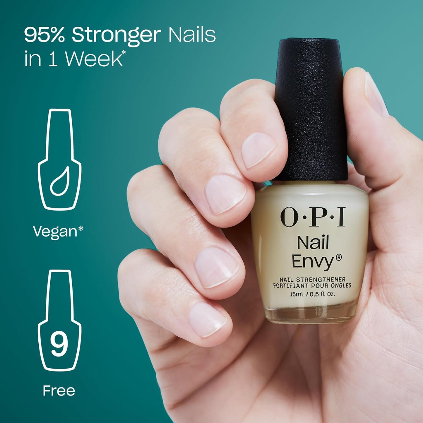 HotOPI Nail Envy Nail Strengthener | Clear & Opaque Crème Nail Polish Treatment | Strengthen Weak & Thin Nails