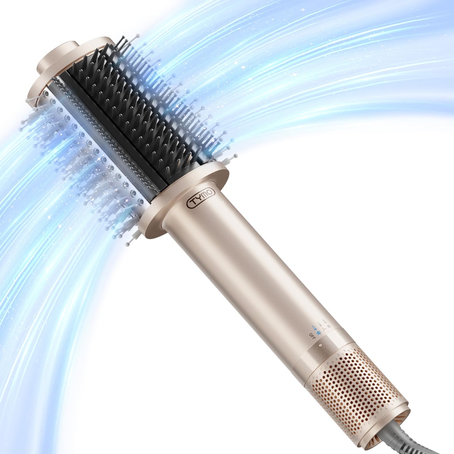 HotTYMO 4.0 Hair Blow Dryer Brush - Lightweight 3X Faster Drying 5-in-1 Ionic Blowout Hair Dryer Brush Adds Shine, Volume & Fullness for Smooth, Anti-Frizz Straight, Curl & Blowout Styles, Metal Grey