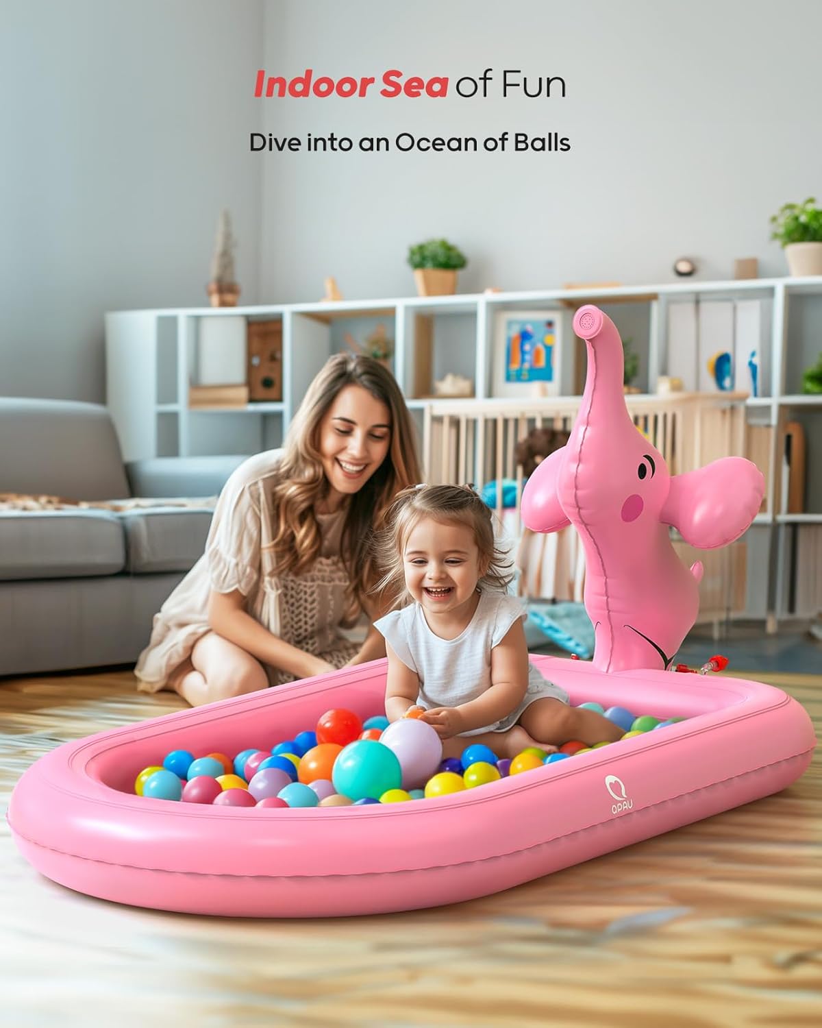 HotQPAU Splash Pads for Toddlers 1-3, Pink Elephant Toy Splash Pad for Kids, Outdoor Play Mat for Babies, Inflatable Sprinkler Pool for Birthday Girl Gifts 1 Year Old Girl