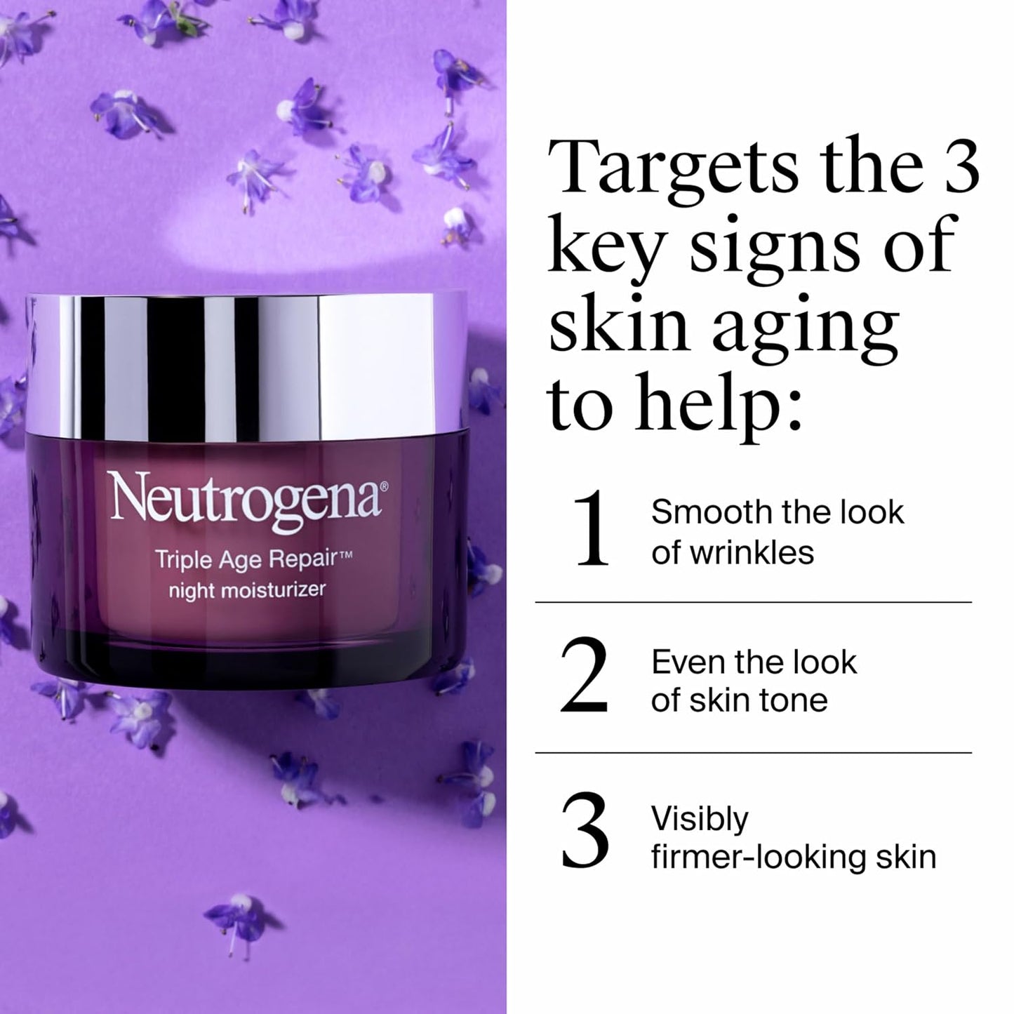 HotNeutrogena Triple Age Repair Night Face Moisturizer - with Hexinol Technology & Vitamin C, Anti-Wrinkle Face Cream, Visibly Reduces the look Wrinkles & Firms Skin While You Sleep, 1.7 oz