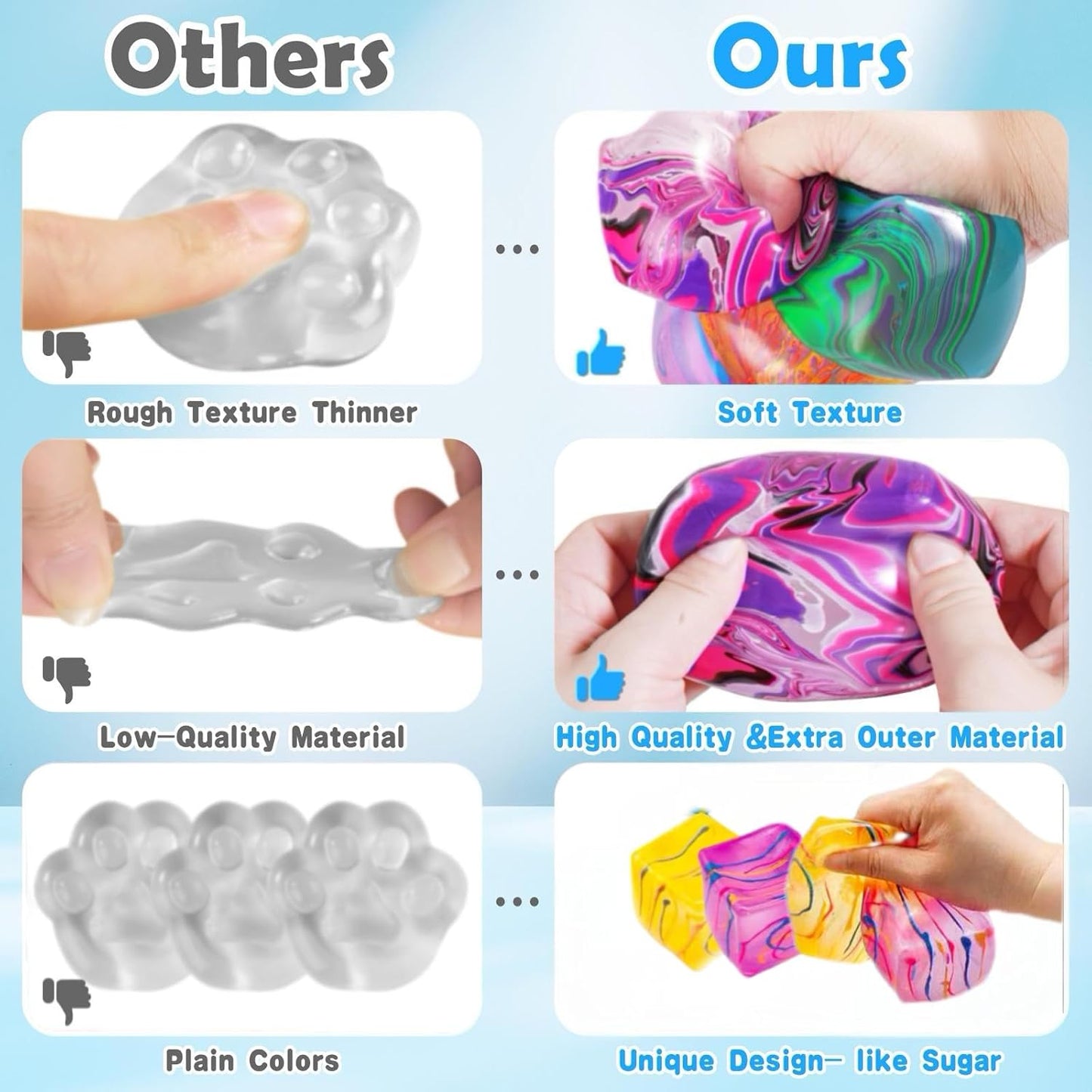 Hot4Pack Fidget Toys Mini Squishy Stress Cube, Stress Balls for Kids, Adults Squishies Anxiety Stress Relief, Ice Squishy Cube Sugar Balls, Sensory Toys for Kids with Autism, Fidgets for Classroom Prize