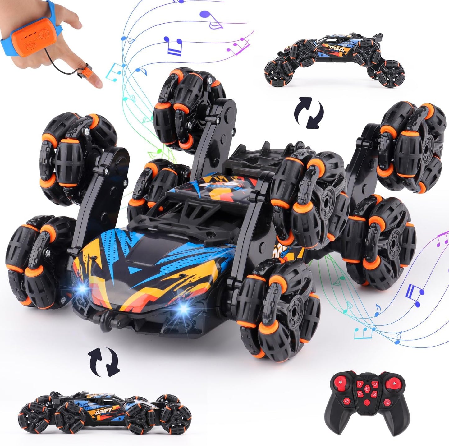 HotNEXBOX Cool 8 Wheels Hand Controlled rc Stunt Car Toys, Gesture Sensing Remote Control Cars for Boys Age 6 7 8-12 13 14 Year Old, Birthday Gifts Ideas for Kids