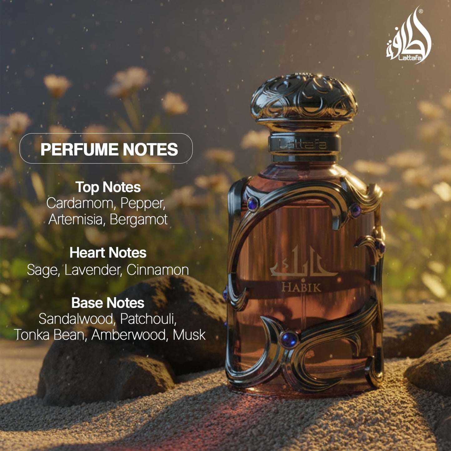 Hot Lattafa Habik – Spicy, Aromatic, Woody, Musky – Eau de Parfum Spray Long-Lasting Fragrance for Men, 3.4 Ounce / 100 ml