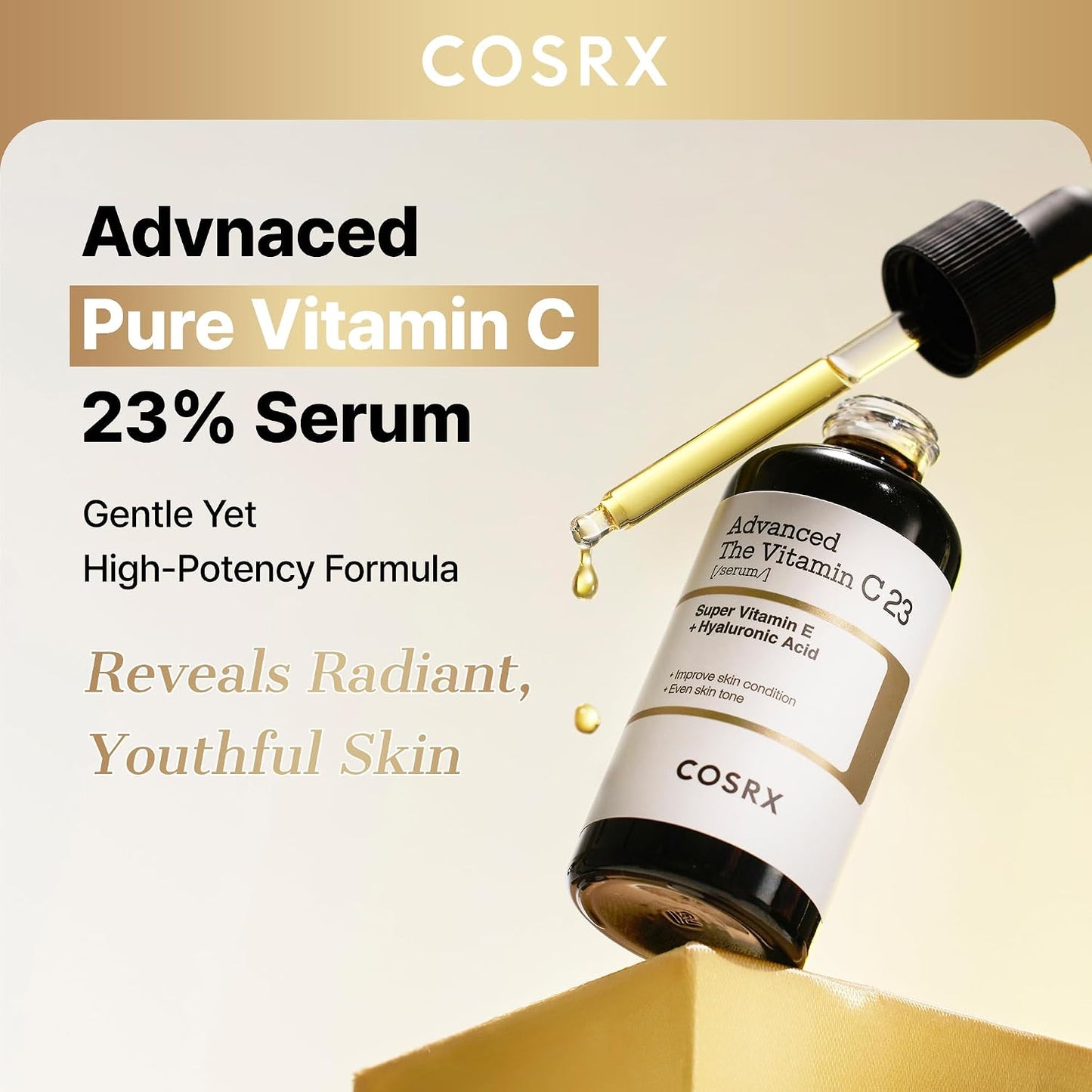 HotCOSRX Advanced Pure Vitamin C 23% Serum with Vitamin E & Glutathione, Korean Vitamin C Serum for Fine Lines, Uneven Skin Tone & Dull Skin, 0.7oz, Korean Skin Care