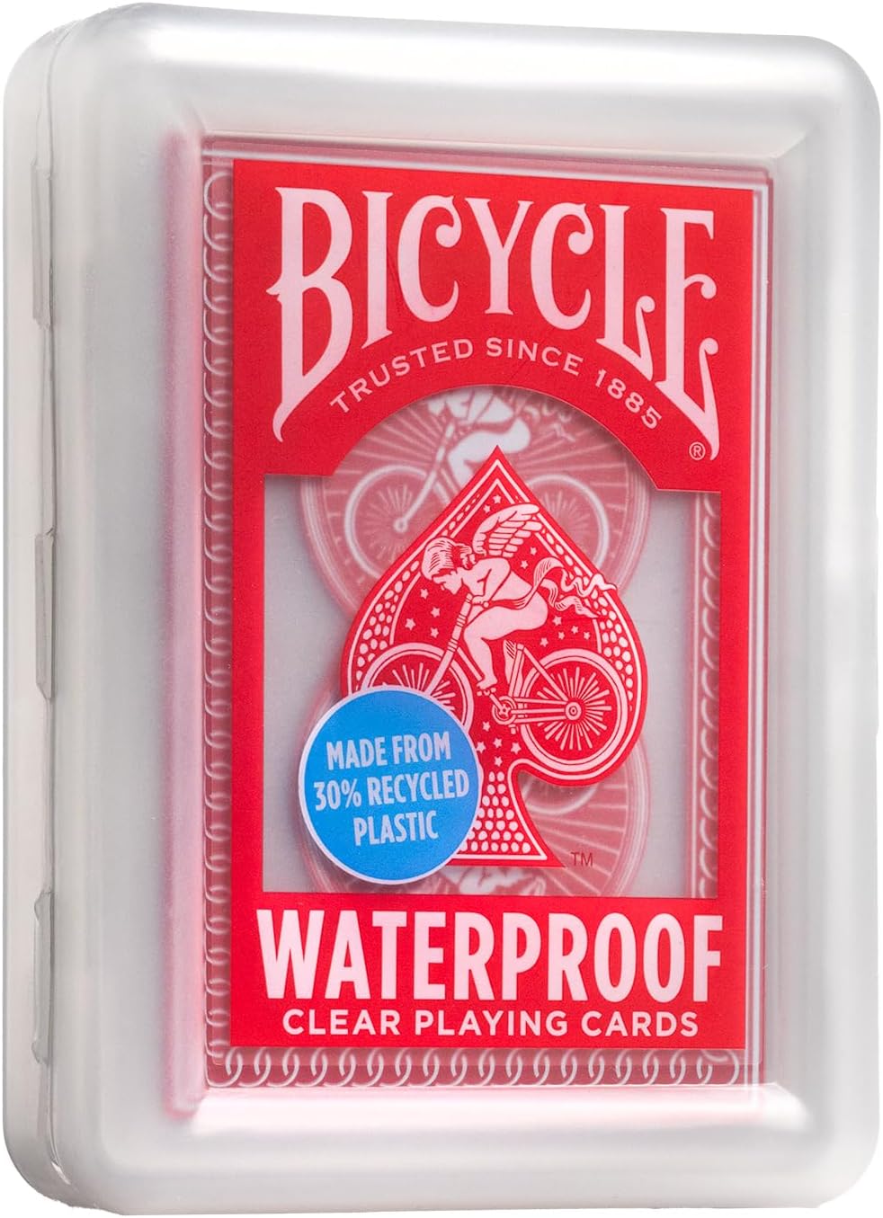 HotBicycle Waterproof Playing Cards Red Plastic Deck Pool Beach | 100% waterproof and washable, Modern Cupid Back design, Protective clamshell case included, Durable yet flexible