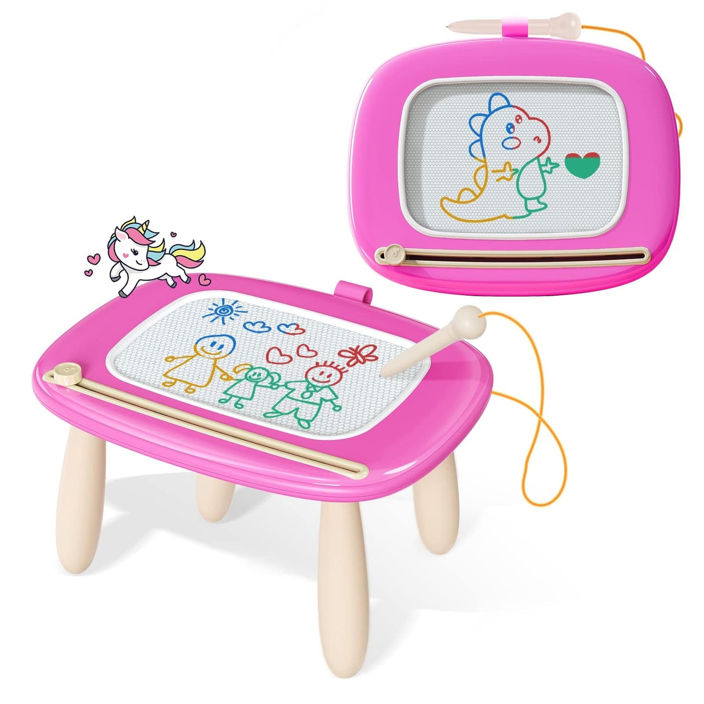 HotKikidex Magnetic Drawing Board, Toddler Girl Toys for 1-3 Year Old, Doodle Board Pad Learning and Educational Toys for 1 2 3 Year Old Baby Kids Birthday Gift (Light Blue)