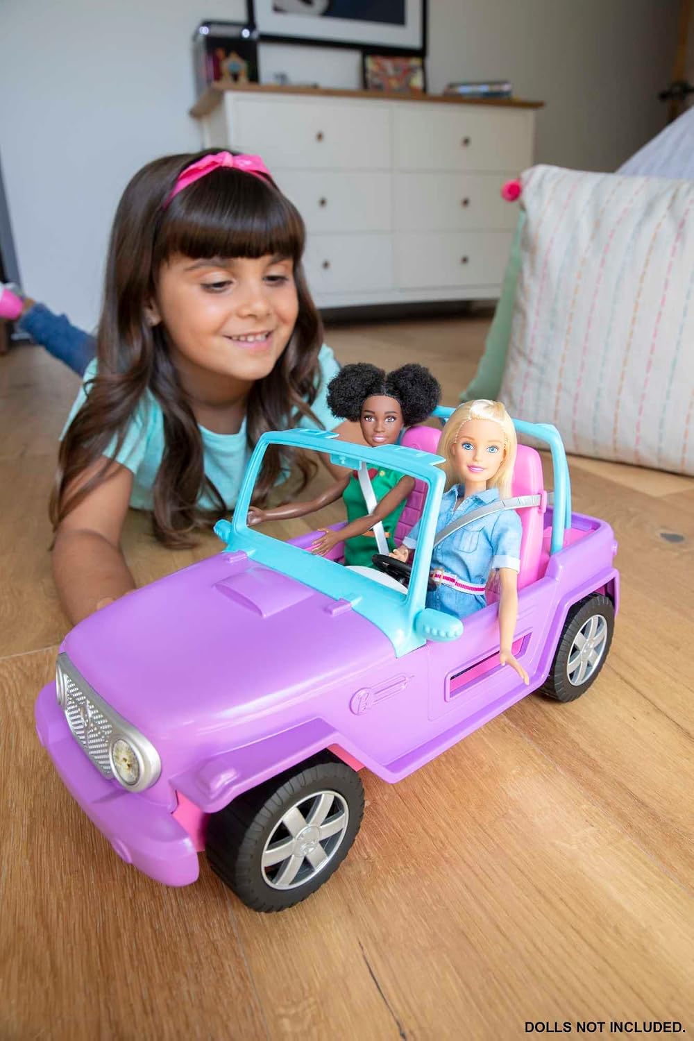 Hot Barbie Off-Road Vehicle, Purple with Pink Seats and Rolling Wheels, 2 Seats, Gift for 3 to 7 Year Olds