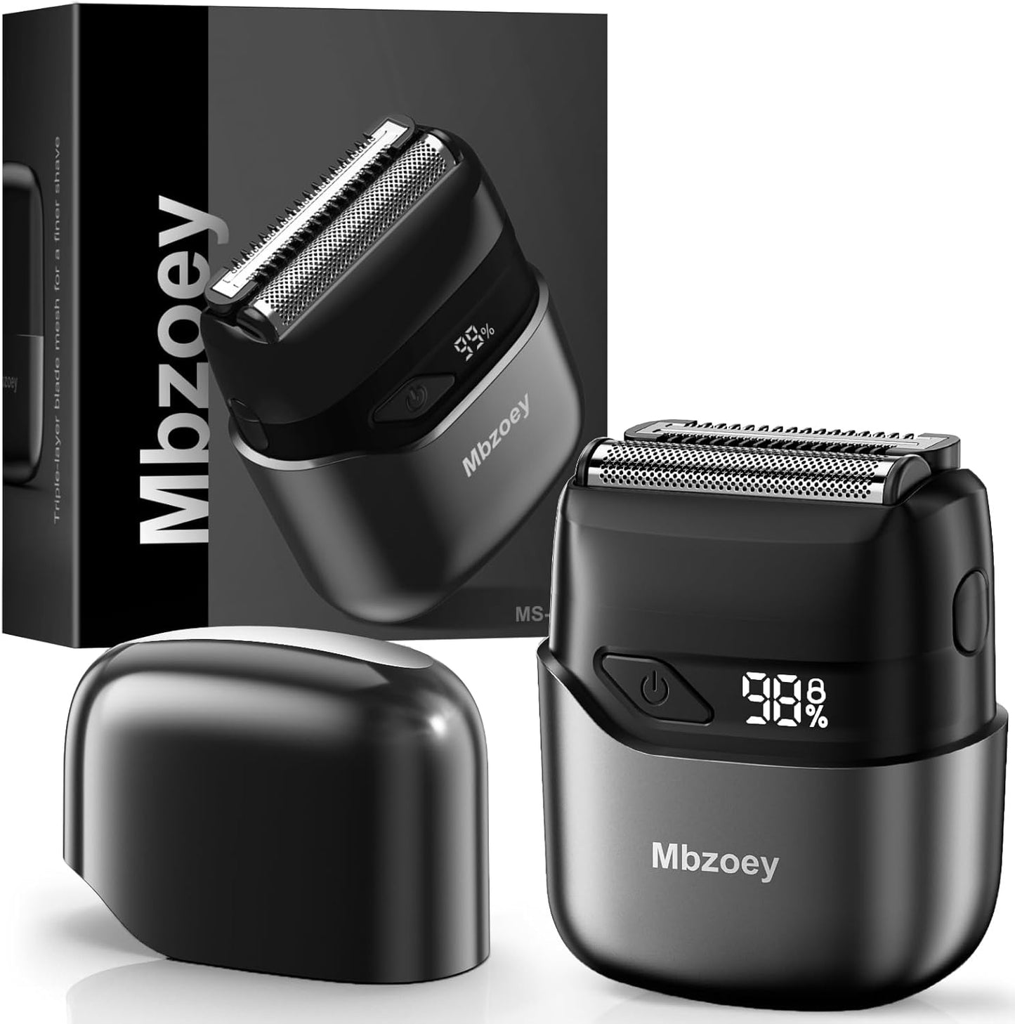 HotMbzoey Electric Foil Shavers for Men: Mini Electric Razor for Face - IPX7 Waterproof Cordless Razor with LED Display & Fast Charge - Micro-Comb Technology & Precision Blades，Father's Day Gifts