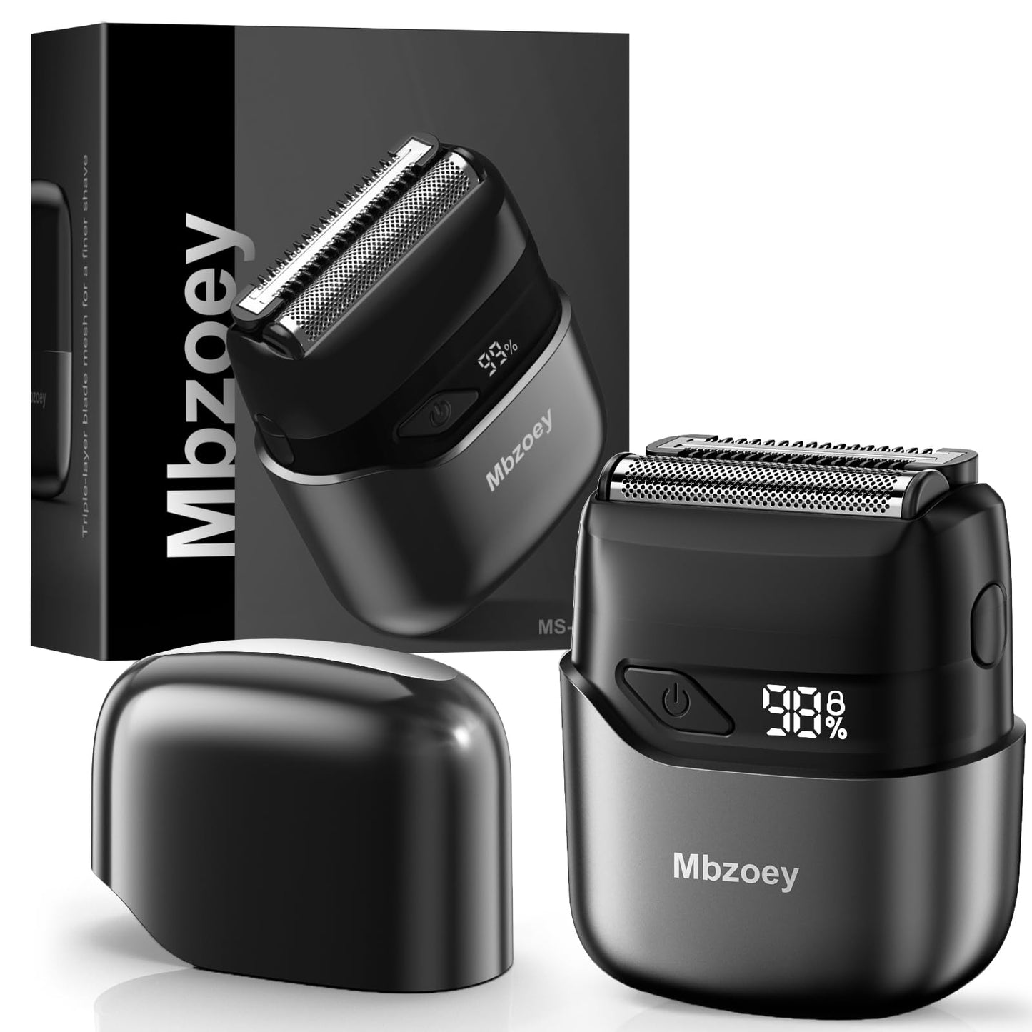 HotMbzoey Electric Foil Shavers for Men: Mini Electric Razor for Face - IPX7 Waterproof Cordless Razor with LED Display & Fast Charge - Micro-Comb Technology & Precision Blades，Father's Day Gifts