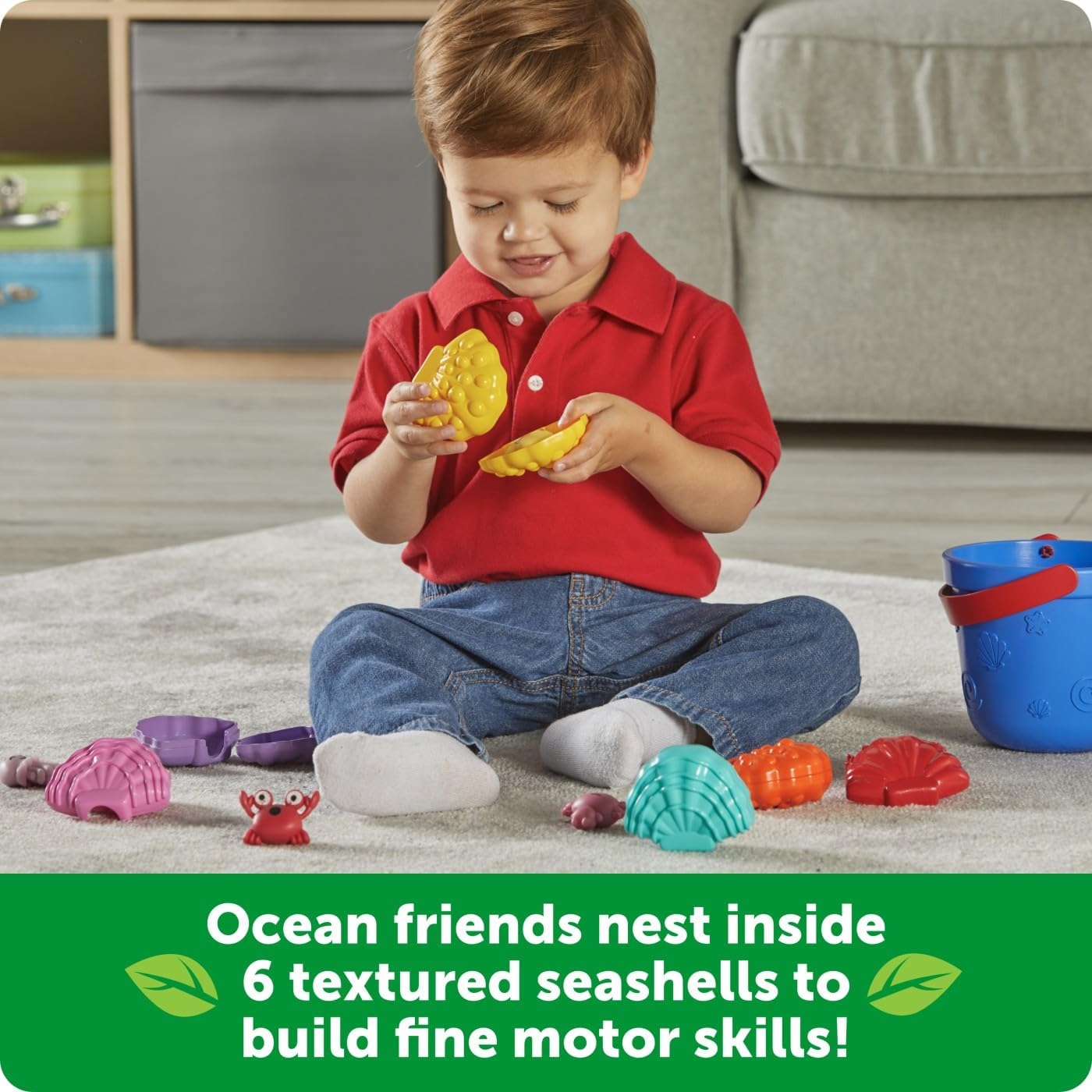 Hot Learning Resources Ocean Emotions Seashells | Sea Animals and Bucket, Sand Toys for Sandbox, Kids Beach Toys, Summer Sensory Bin Toy, Outdoor Water Toddler Toy