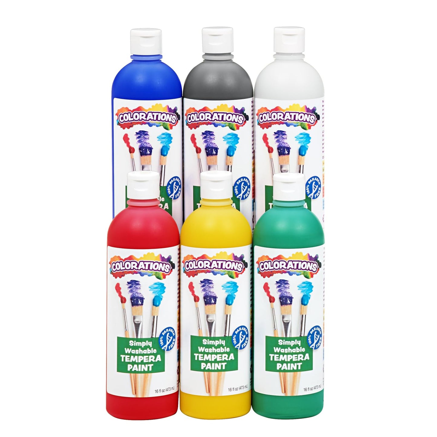 Hot Colorations Paraben-Free Simply Washable Tempera Paint, Rainbow Plus 8-Pack | Matte Finish, Vibrant Colors, Non-Toxic, Classroom Supplies, School & Craft Art Supply Set, 16 oz Each