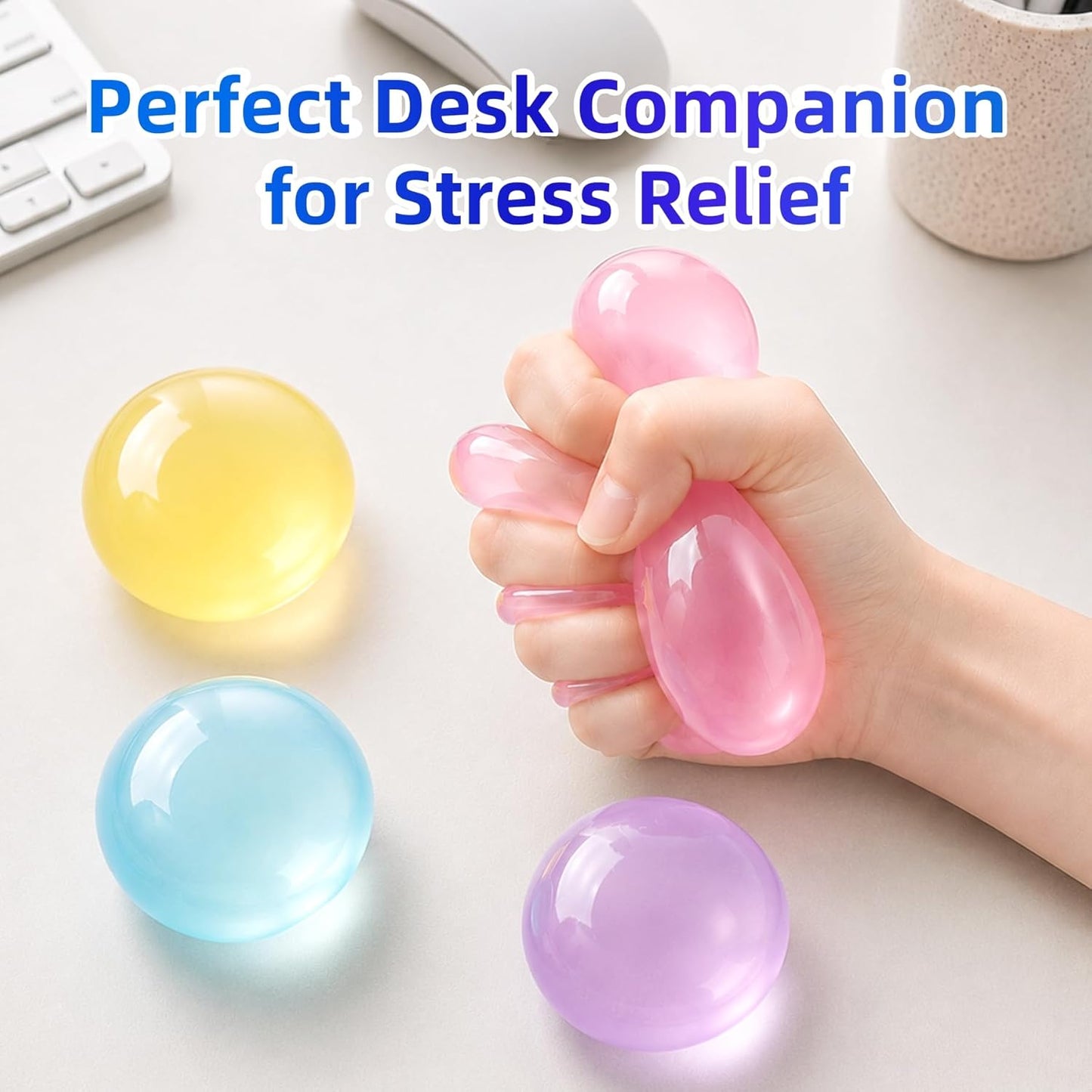 Hot 2 PCS Coconut Oil Squishy – Formable No-Rebound Stress Relief Balls, Sensory Fidget Toys for Study Work & Relaxation, Calming Desk Decor Anxiety Relief Gifts for Kids & Adults(Blue+Pink)