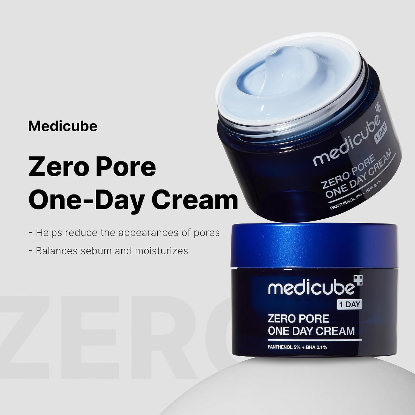 Hotmedicube Zero Pore One-Day Cream - Moisturizer for Pore & Oily Skin | Visible Pores & Excess Oil Care - Pore Refining with Panthenol, Salicylic Acid, and Niacinamide, Korean Skincare, 1.69 fl.oz