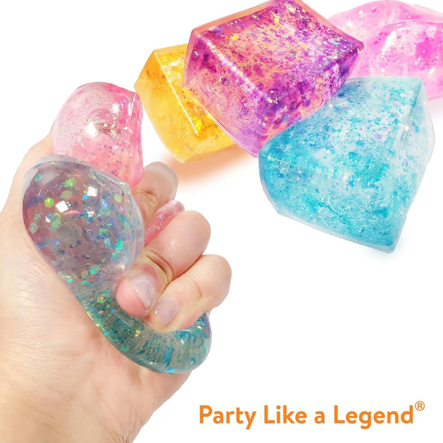 Hot 4pcs Glitter Ice Cubes - Colorful Sensory Fidget Toys for Adults & Kids, Fun Squeeze Ball for Stress Relief, Holiday and Birthday Gifts, Perfect Party Toy Gift, Easter Basket Gift