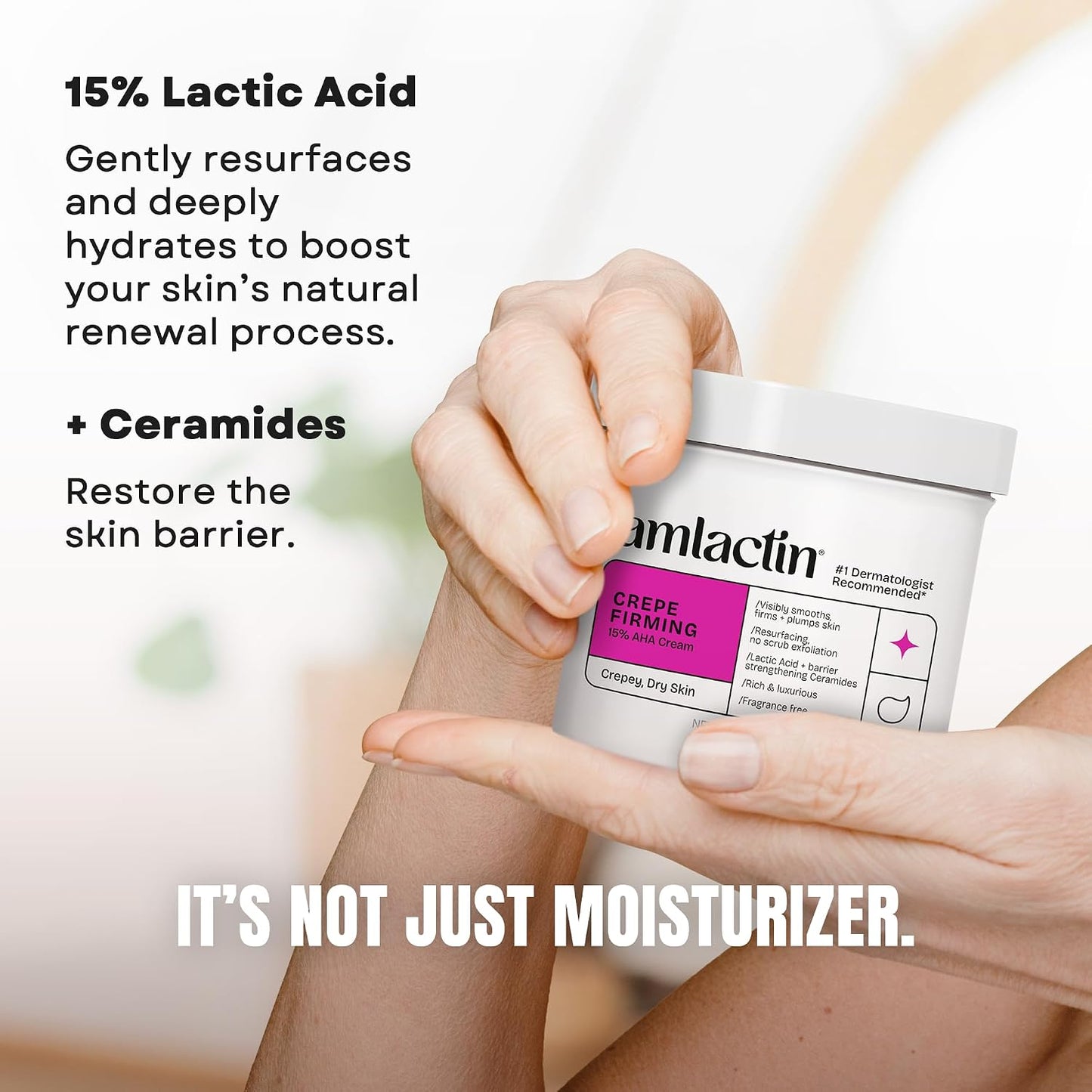 HotAmLactin Crepe Firming Body Cream, 15% Lactic Acid, 12 oz | 15% lactic acid body cream exfoliates, moisturizes and helps improve the look of crepey skin for firmer-looking texture.