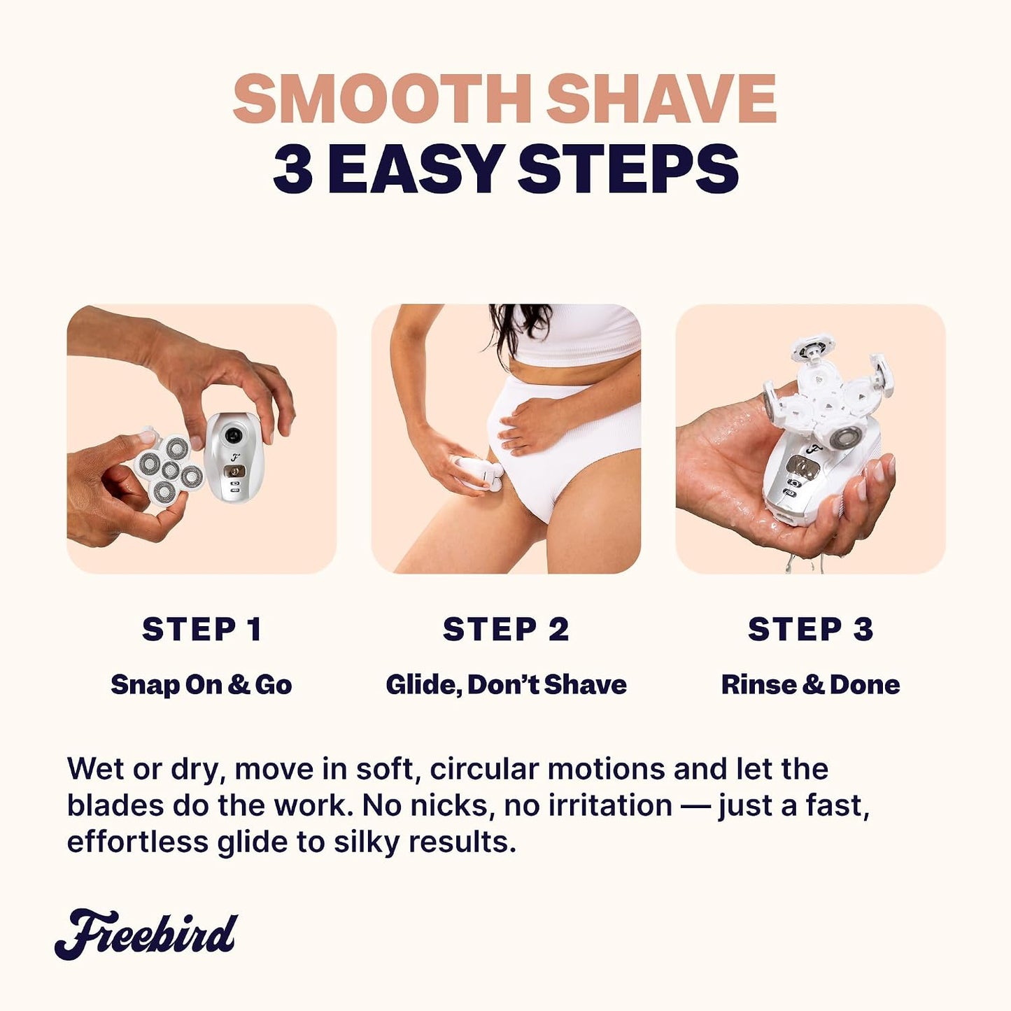 HotFreebird FlexSeries Electric Razor for Women - Silk Smooth Legs, Body Hair, & Pubic Shaver - for Private Area, Sensitive Skin, Bikini Trimmer