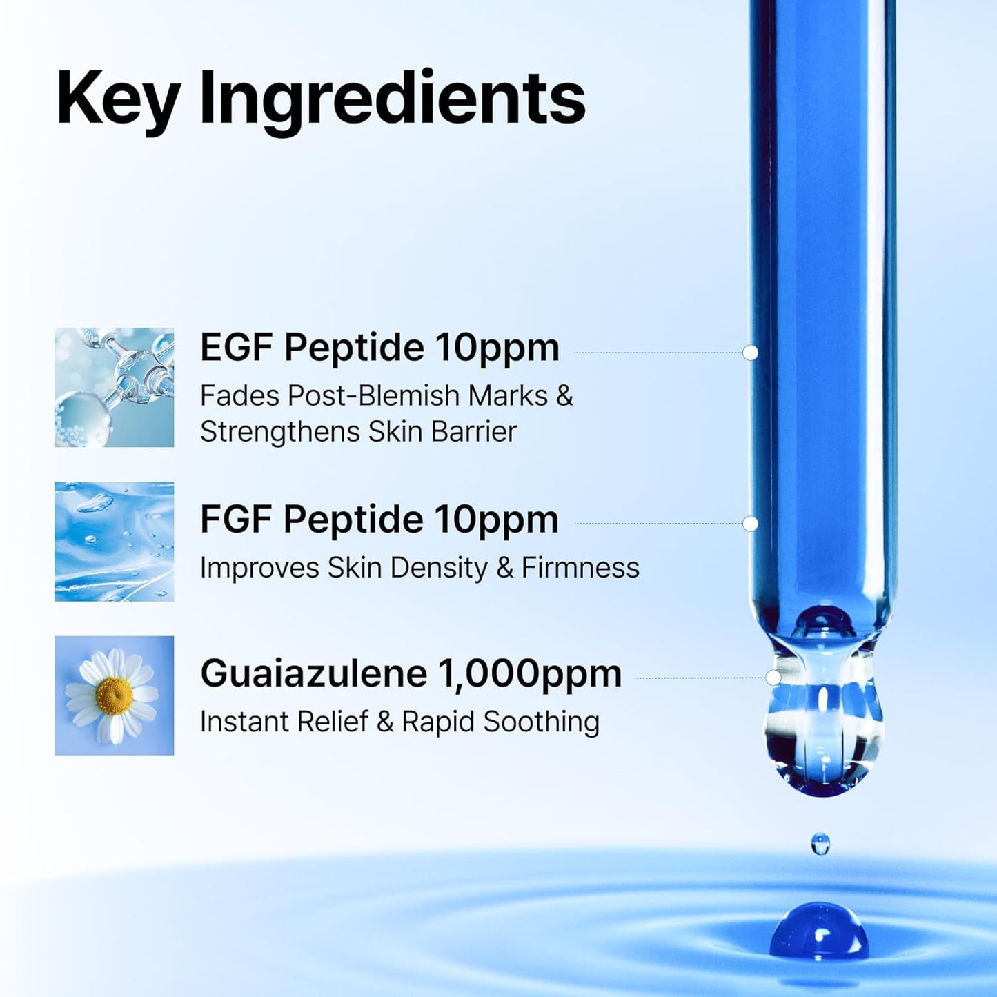 HotDearKlairs Korean EGF Serum - Blue Youth Activating Drop with EGF & FGF (10ppm Each), Barrier Repair & Post-Blemish Marks, Sensitive Skin-Friendly, Daily Calm & Soothe, 1.69 Fl Oz