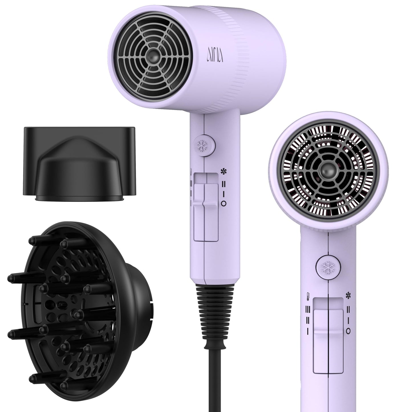HotAINA Diffuser Hair Dryer Full-Featured Blow Dryer 110V/1600W(Babe Pink) | 3 Heat/2 Speed;Cold shut button;Lightweight;Compact Size;High Temp;Low Airflow;Same Results;Less Expense