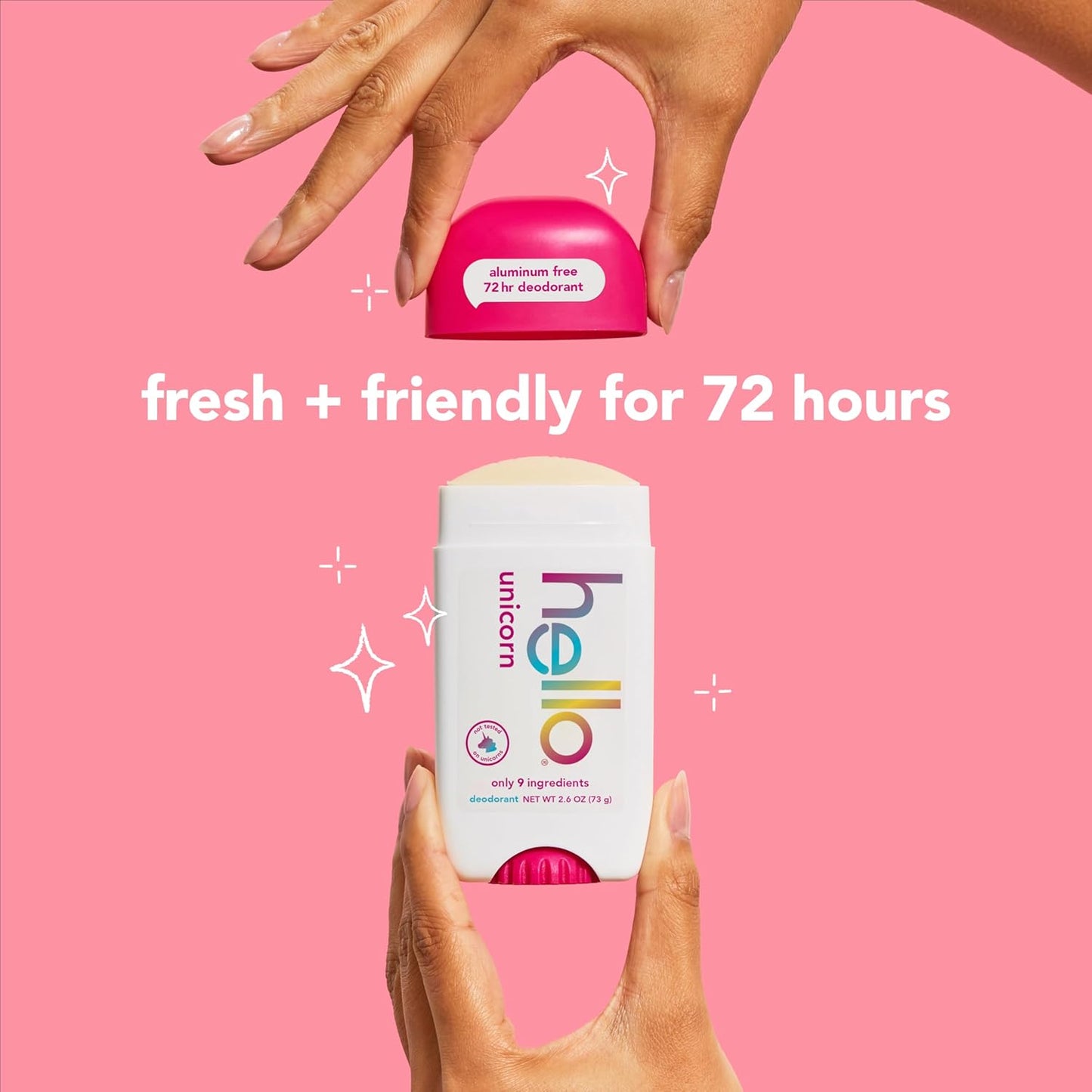 Hothello Unicorn Aluminum Free Deodorant for Women, Girls, Safe for Kids, Dermatologically tested, Natural Fragrance, 2 Pack