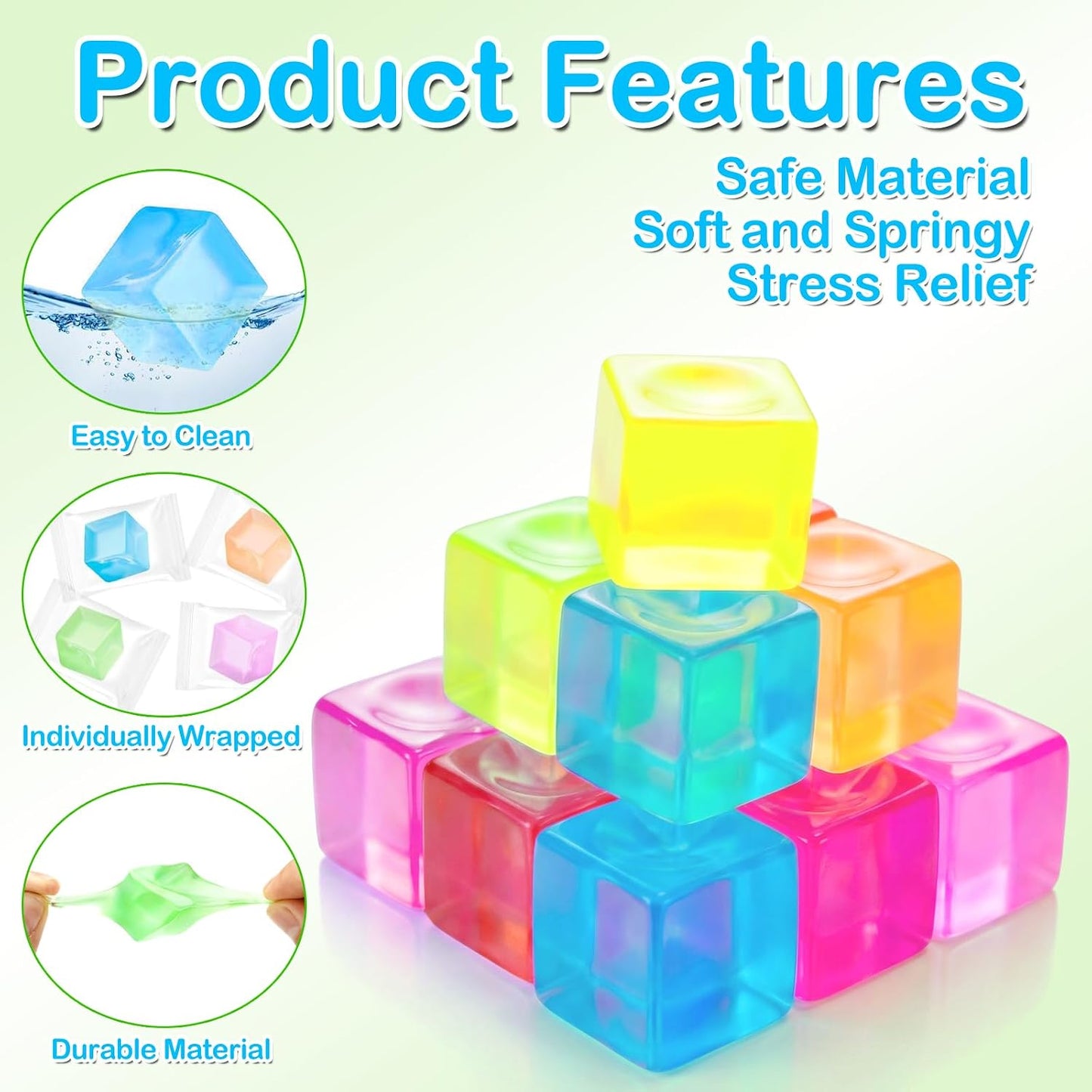Hot30 Pack Mini Ice Cube Squishy Fidget Toys for Kids and Adults, Mini Stress Cube Squeeze Toys, Square Stress Balls Sensory Toys for Anxiety Relief, Treasure Box Toys Classroom Prizes Party Favors
