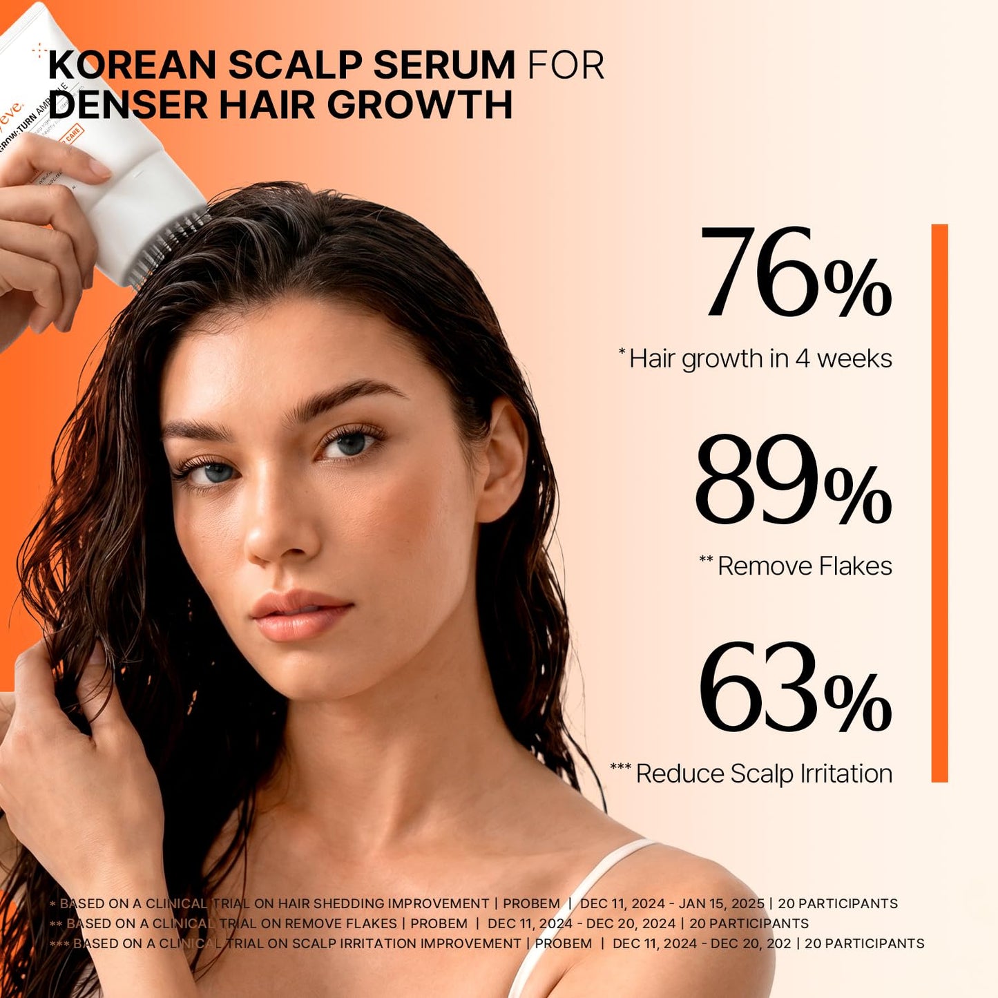 Hotlilyeve GROWTURN Hair Growth Serum with Built-in Brush, Heartleaf-Derived Exosomes to Revitalize, Scalp Massager, Korean Hair Care, 3.38 fl. oz.