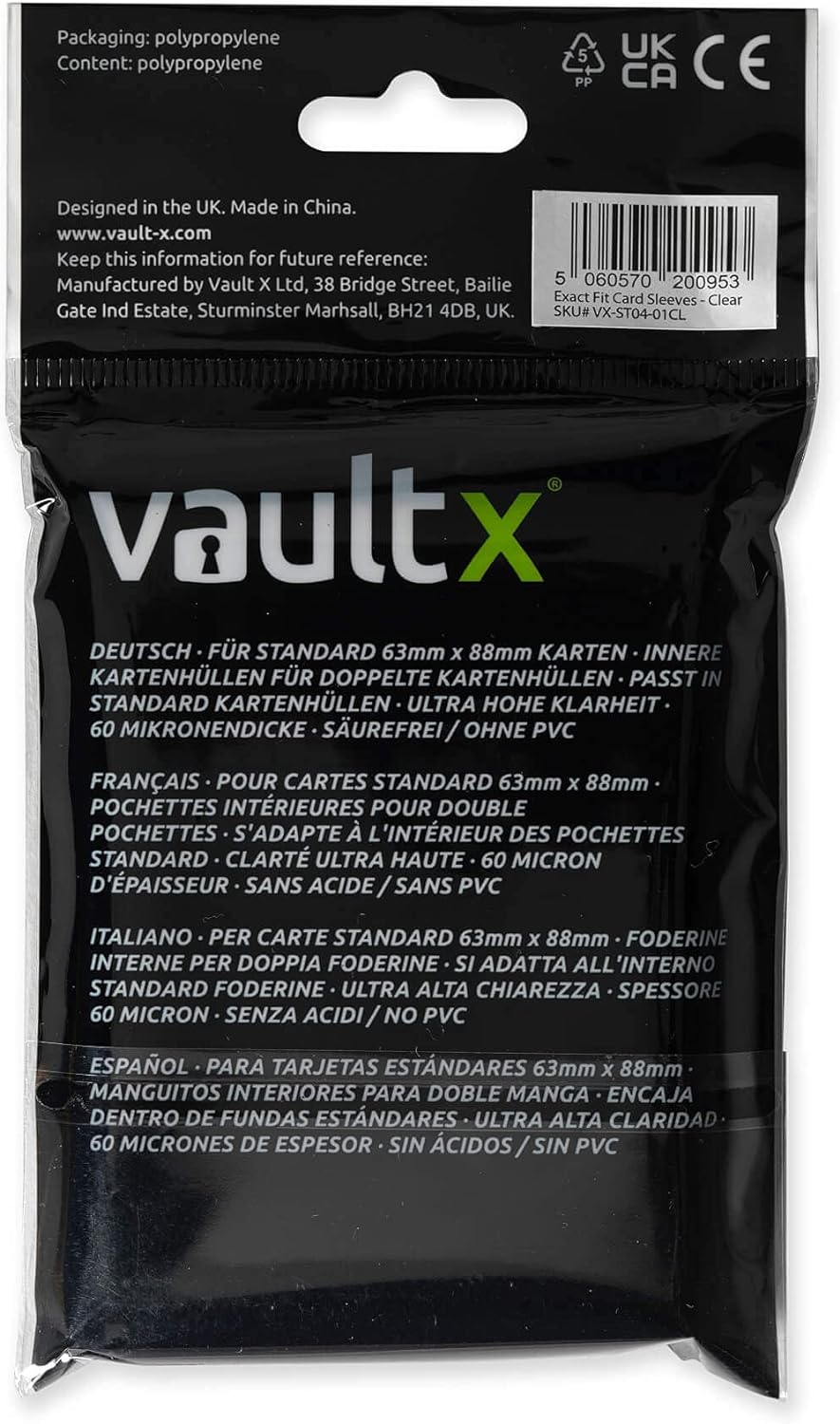 Hot Vault X Exact Fit Sleeves (500 Pack) Perfect Inner Sleeves for Trading Cards, Clear