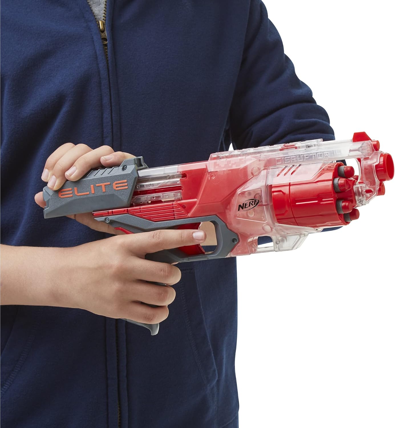 Hot NERF Elite Disrupter Blaster - 6-Dart Rotating Drum, Slam Fire, Translucent Red (Amazon Exclusive)