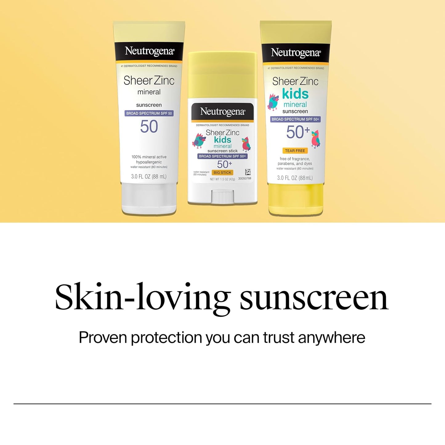 HotNeutrogena Sheer Zinc Oxide Kids Mineral Sunscreen Stick, SPF 50 Plus UVA/UVB Broad Spectrum Protection, Water-Resistant Sunscreen Stick, Gentle on Sensitive Skin, Dermatologist Recommended, 1.5 oz