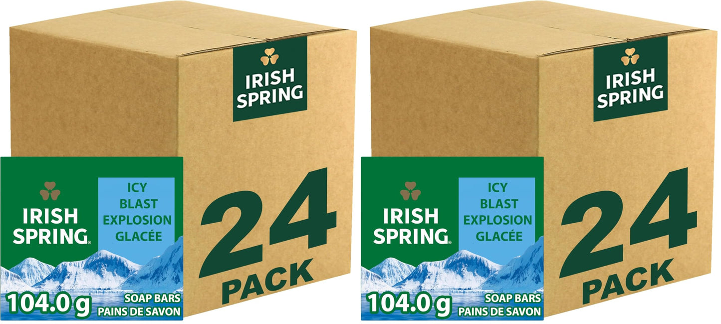 HotIrish Spring Bar Soap for Men, Original Clean, Smell Fresh and Clean for 12 Hours, Men Soap Bars for Washing Hands and Body, Mild for Skin, Recyclable Carton, 3.7 Ounce - 3 Count (Pack of 8)