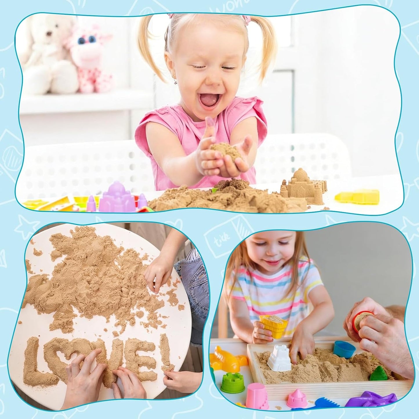 HotFURWEY 6.6lbs Play Sand, Natural Brown Sensory Sand,Suitable for Children to Shaping, Squeezing and Sculpting（Without Molds）