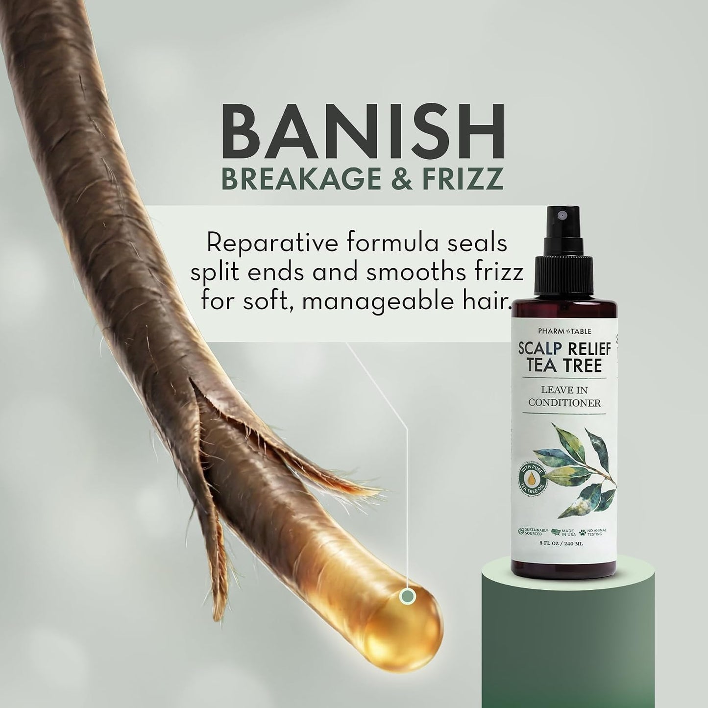 HotLeave In Conditioner Spray - Tea Tree Scalp Treatment | Anti-Dandruff and Dry & Itchy Scalp, Hydrating & Medicated Formula for Psoriasis and Scalp Care - Detangles & Nourishes Hair.