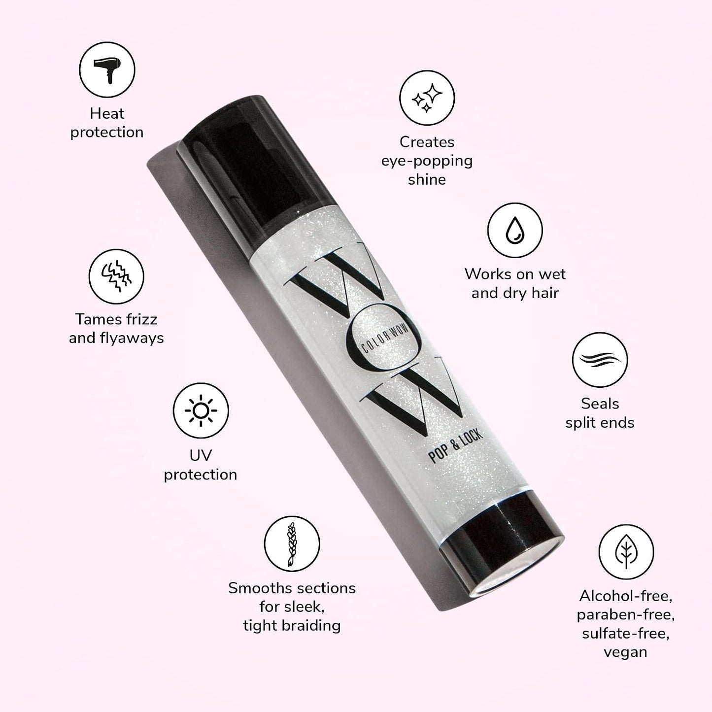 HotCOLOR WOW Pop and Lock High Gloss Finish, Frizz Control Serum to Add Shine and Seal Split Ends
