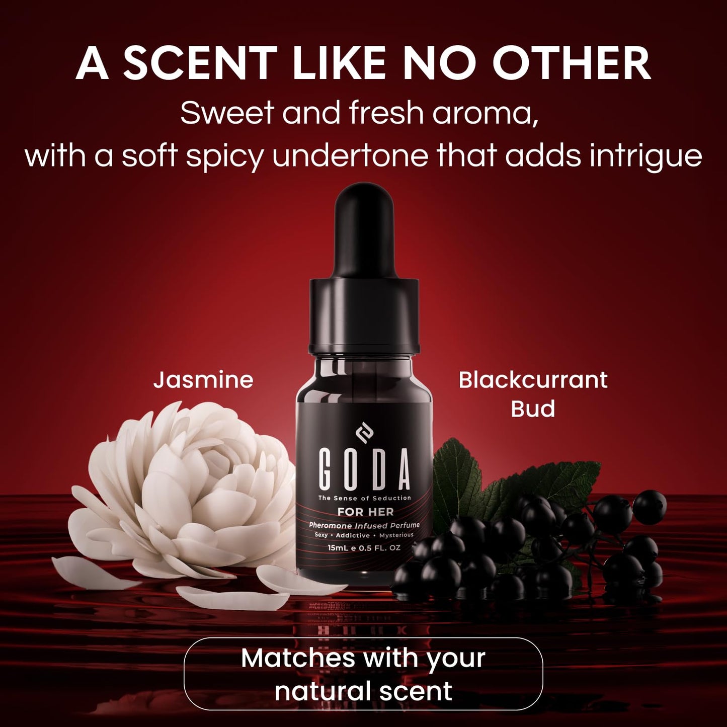 HotGODA Pheromones Perfume for Women – The Original – Long-Lasting Women's Fragrances with Jasmine and Rose, Vegan & Cruelty-Free – 15ml/0.50 fl. oz
