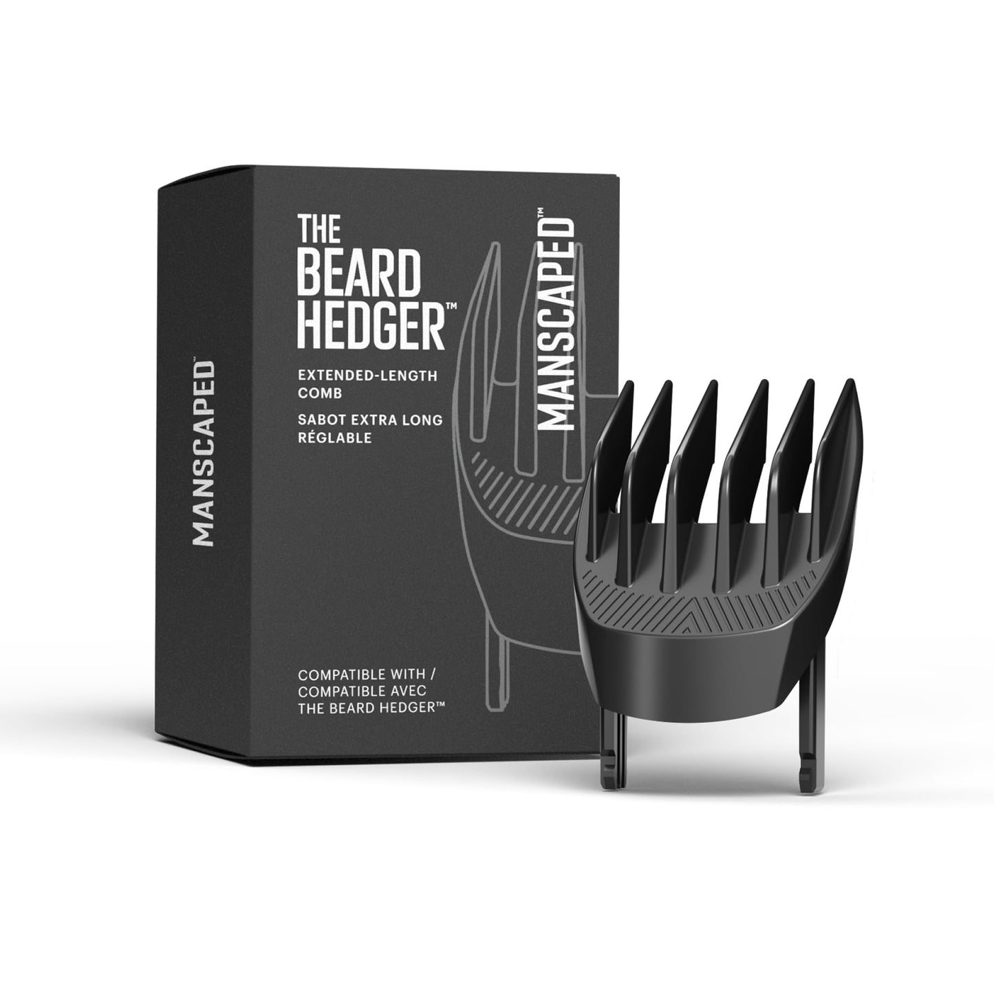 HotMANSCAPED® The Beard Hedger® Men's Premium Beard Trimmer, 20 Length Adjustable Blade Wheel, Stainless Steel T-Blade for Precision Facial Hair Trimming, Cordless Waterproof Wet/Dry Clipper