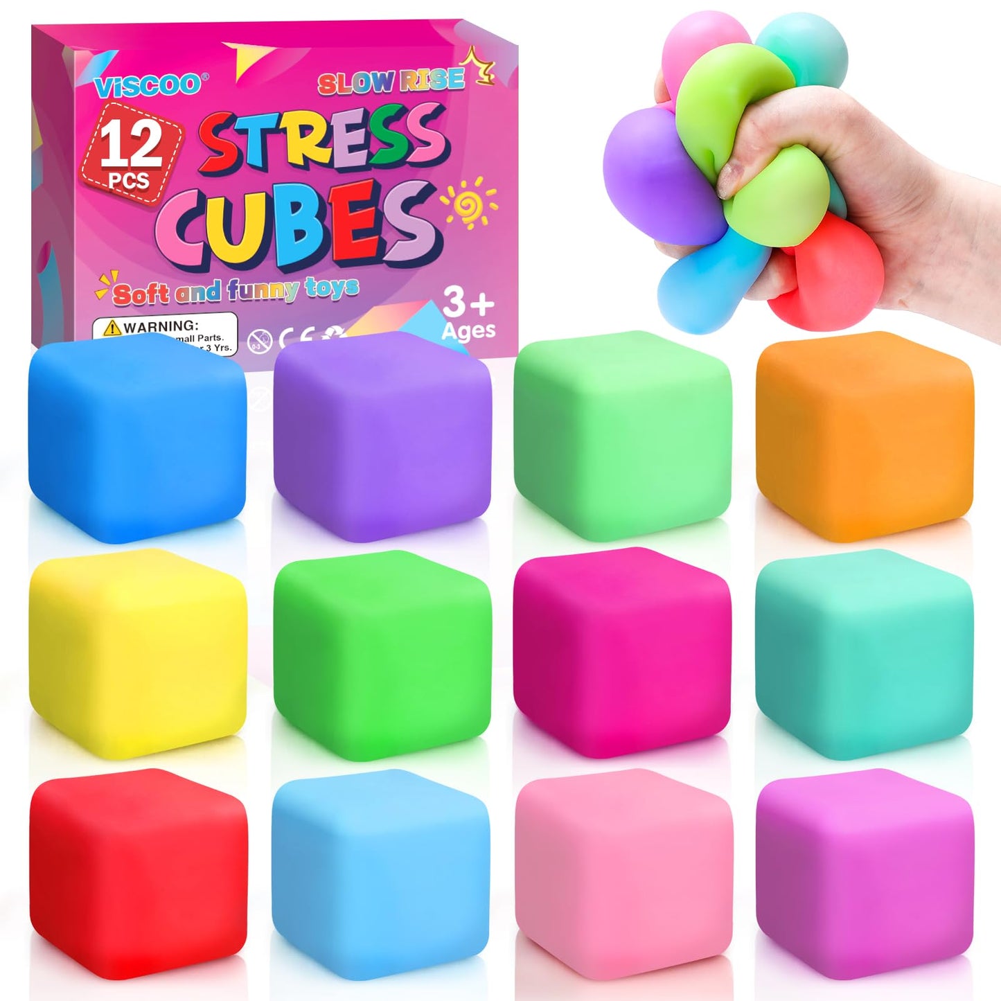 Hot12 Pack Slow Rising Stress Ball,Stress Balls for Kids Adults,Stretchy Fidget Toys for Stress Relief,Hand Therapy Sensory Squishy Ball, Squishy Toys for Kids, Classroom Prize Box Party Favors